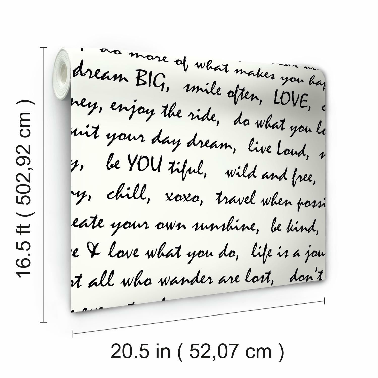 RoomMates Black Dream Big Script Peel & Stick Wallpaper