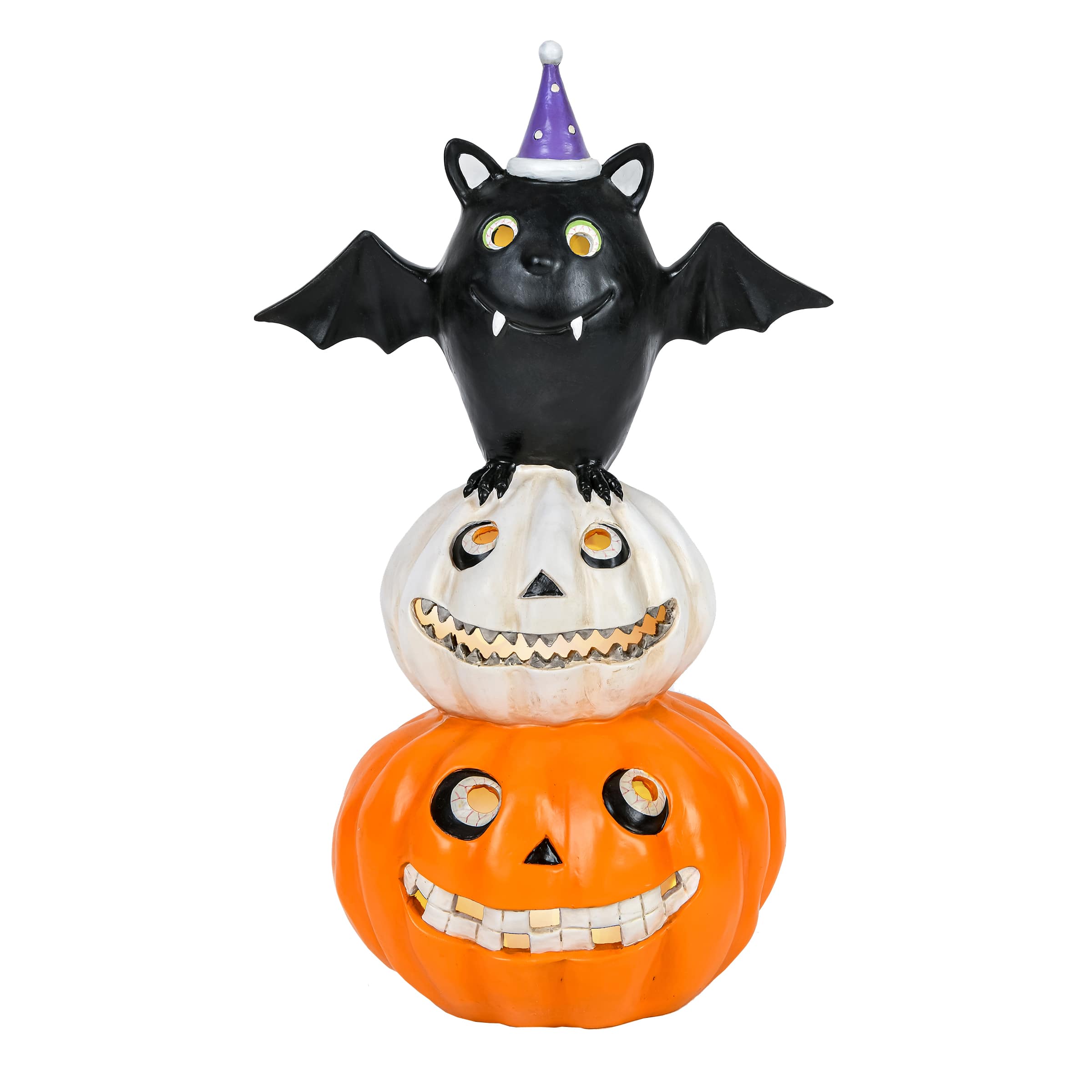 22'' Pre-Lit Bat Standing on Pumpkins Halloween Décor