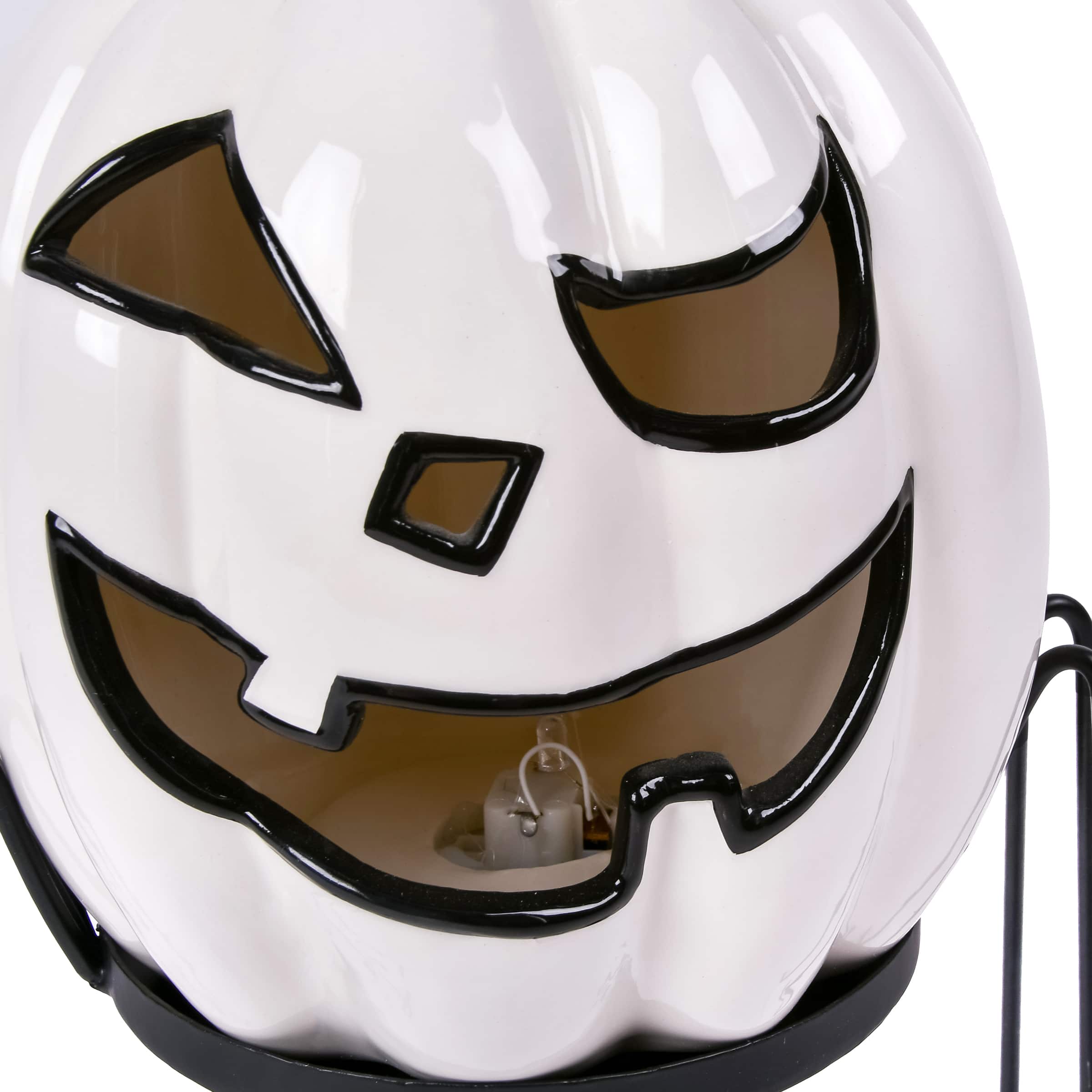 15" Pre-Lit Ghost Pumpkin in Stand