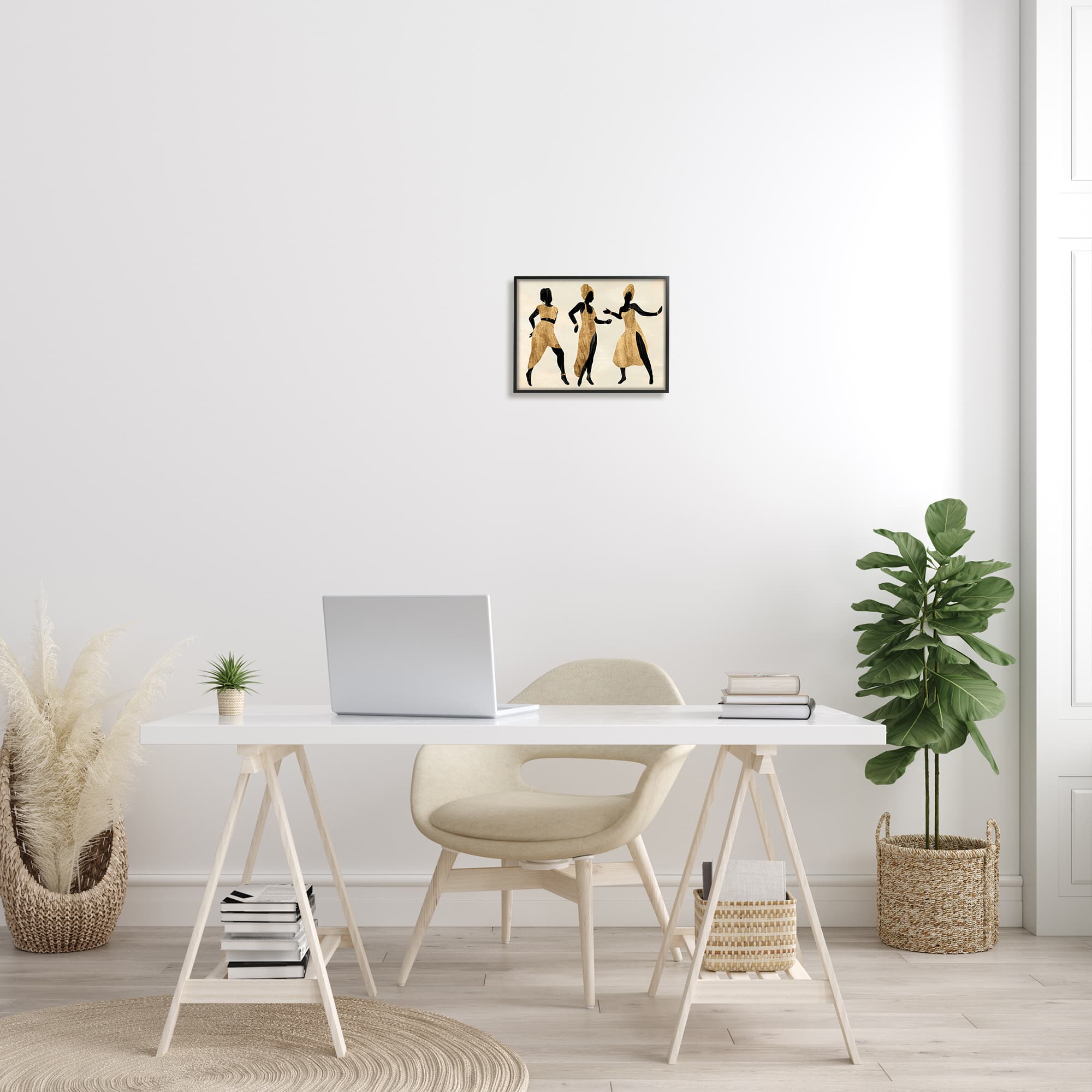 Stupell Industries Powerful Women Dancing African Glam Fashion Black Beige in Black Frame Wall Art