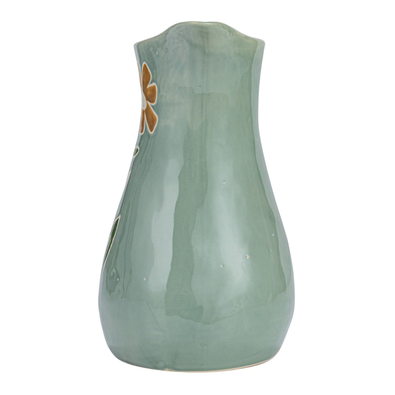 Hello Honey® 10" Hand-Painted Wax Relief Pattern Stoneware Pitcher