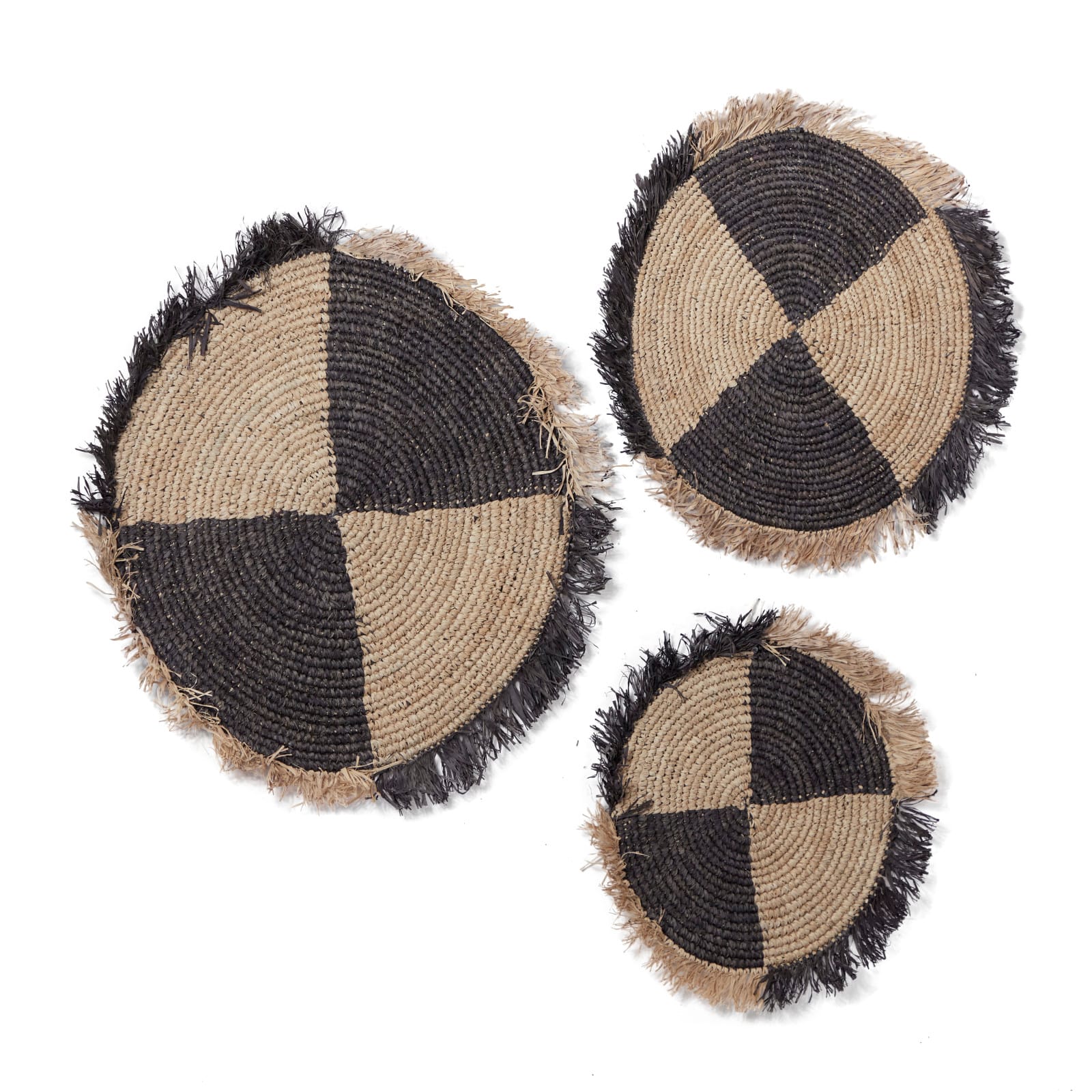 Set of 3 Brown Wood Boho Style Wall Decor 29", 21", 25"