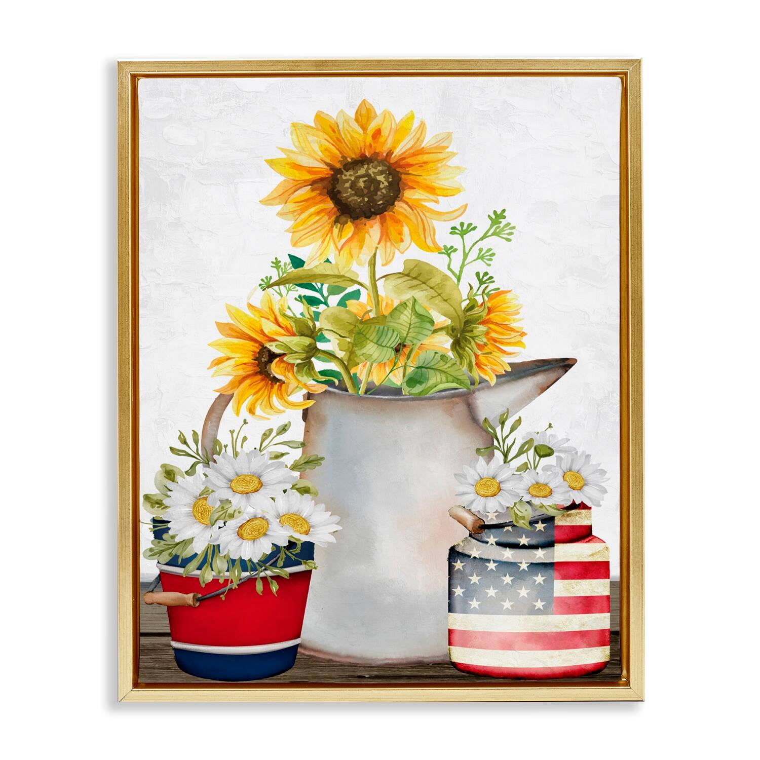 Stupell Industries Americana Flower Bouquets Floater Framed Art