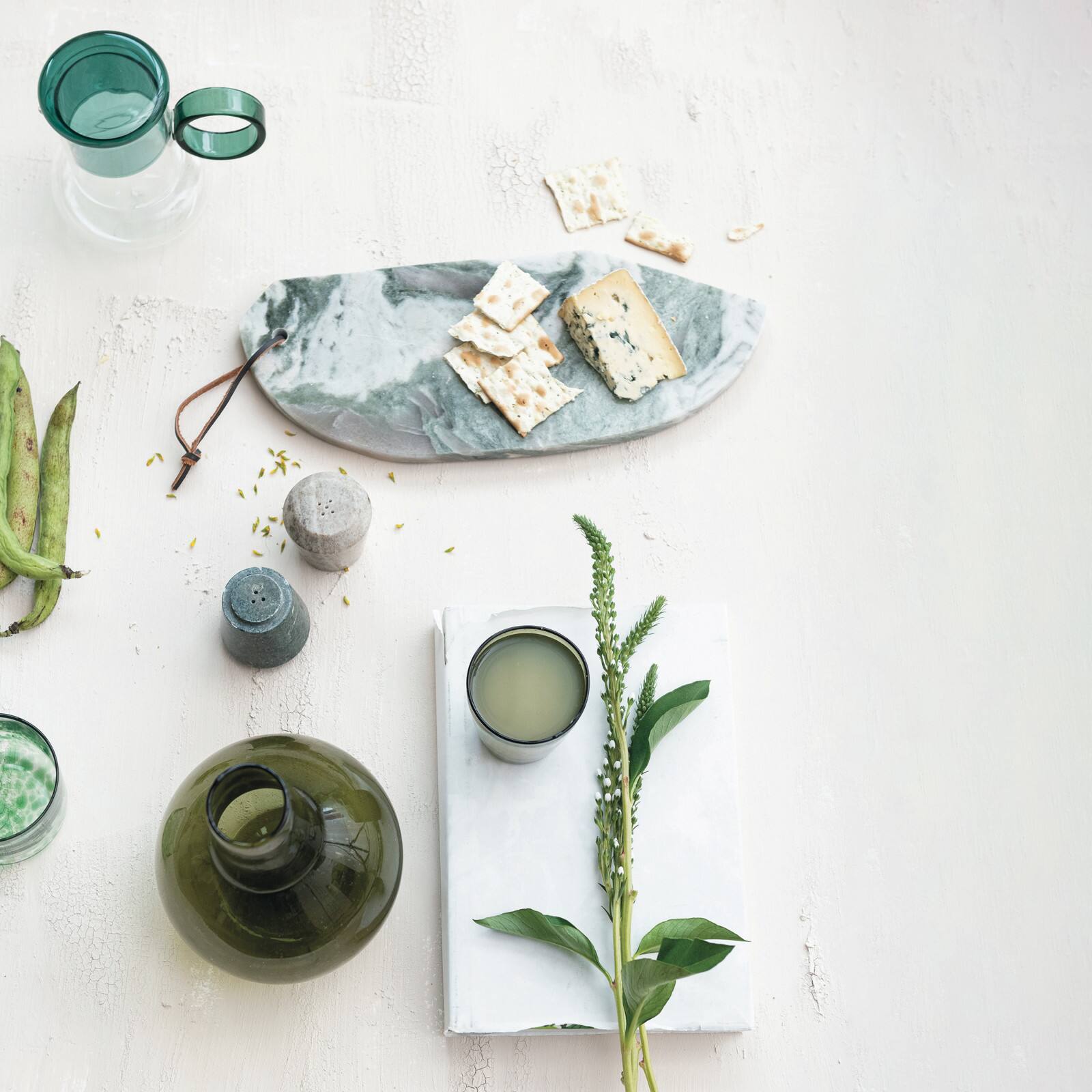 Hello Honey® 15" Green Mélange Marble Organic Shaped Board