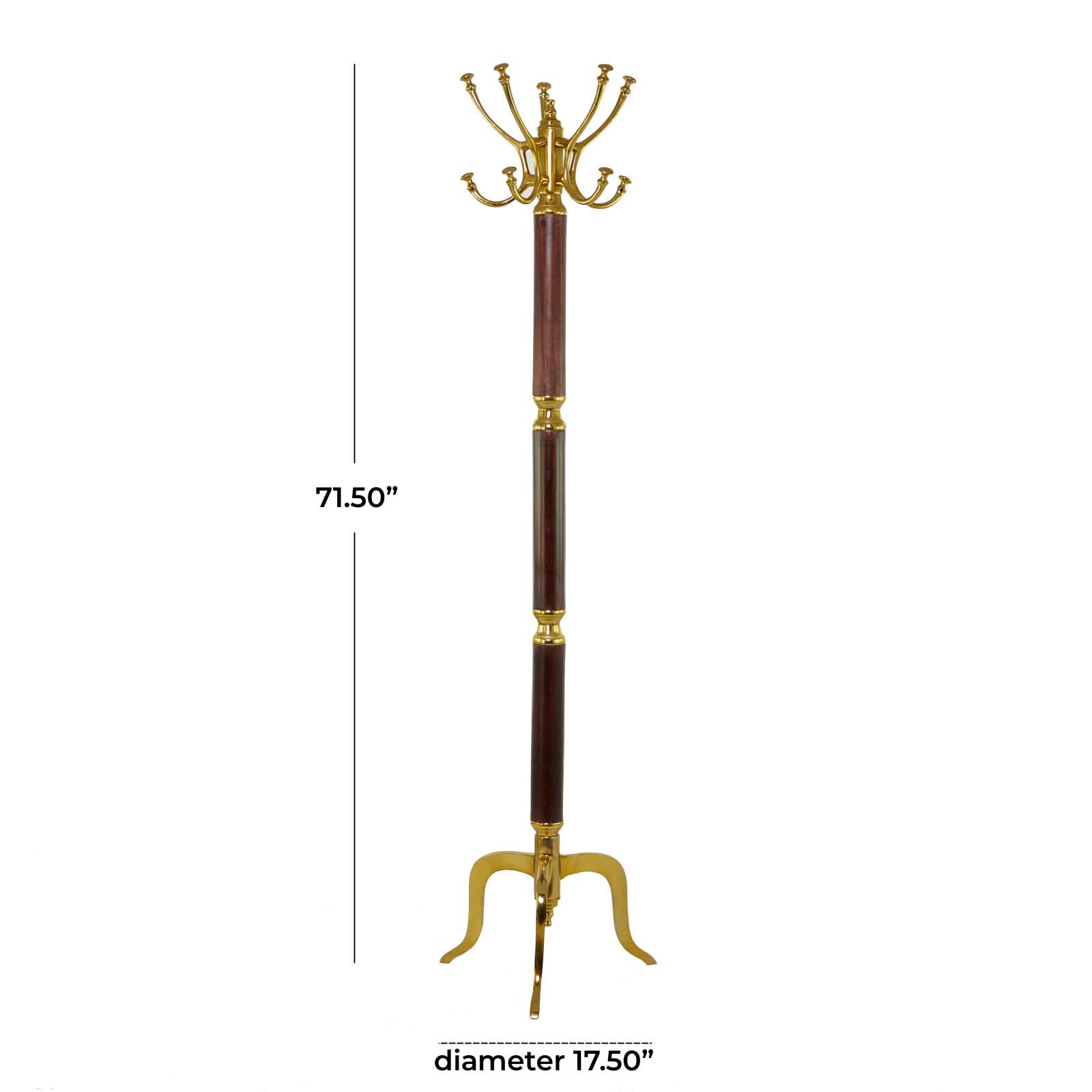 Gold Aluminum Traditional Coat Rack, 18" x 18" x 72"