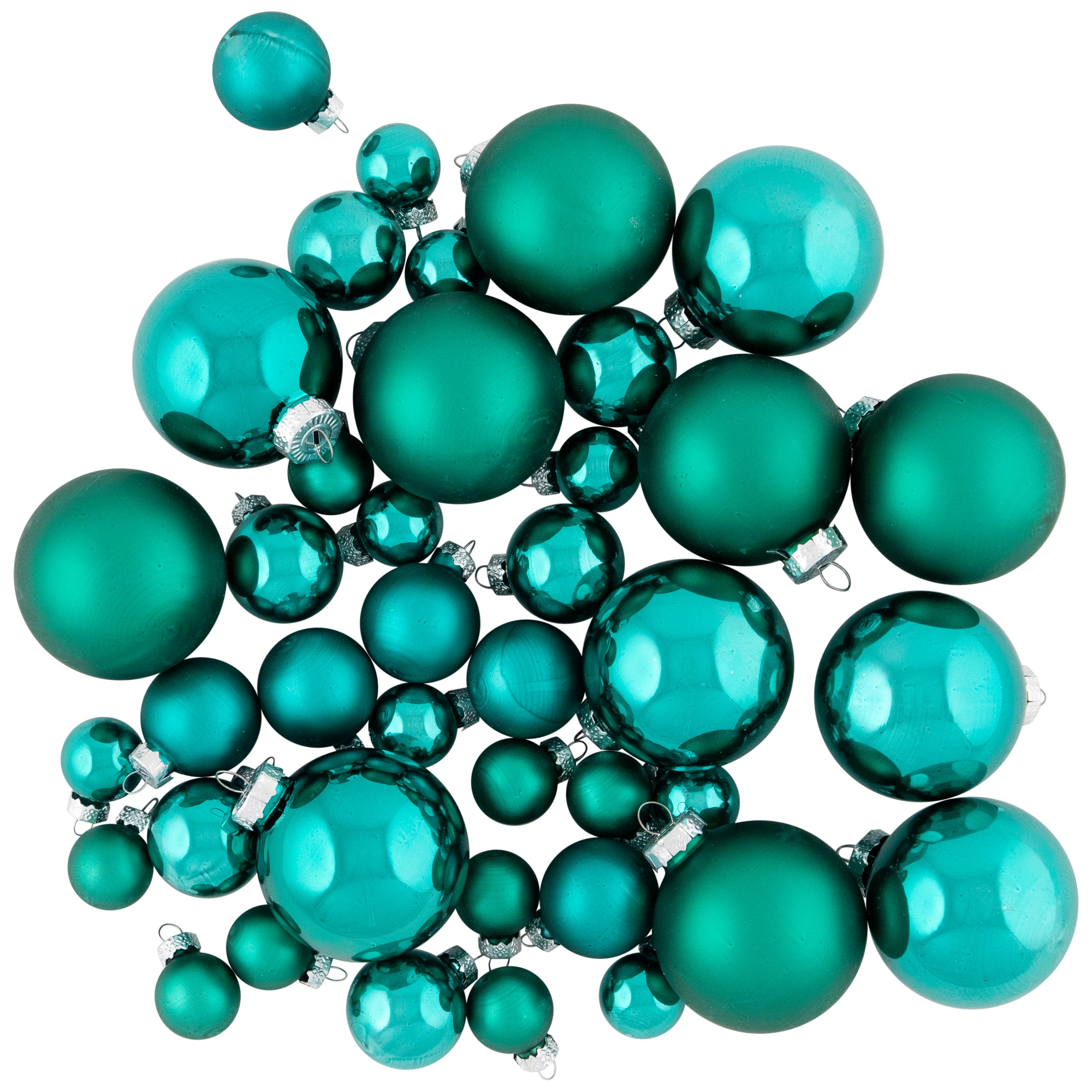 40ct. Green 2-Finish Multiple Size Glass Ball Christmas Ornaments