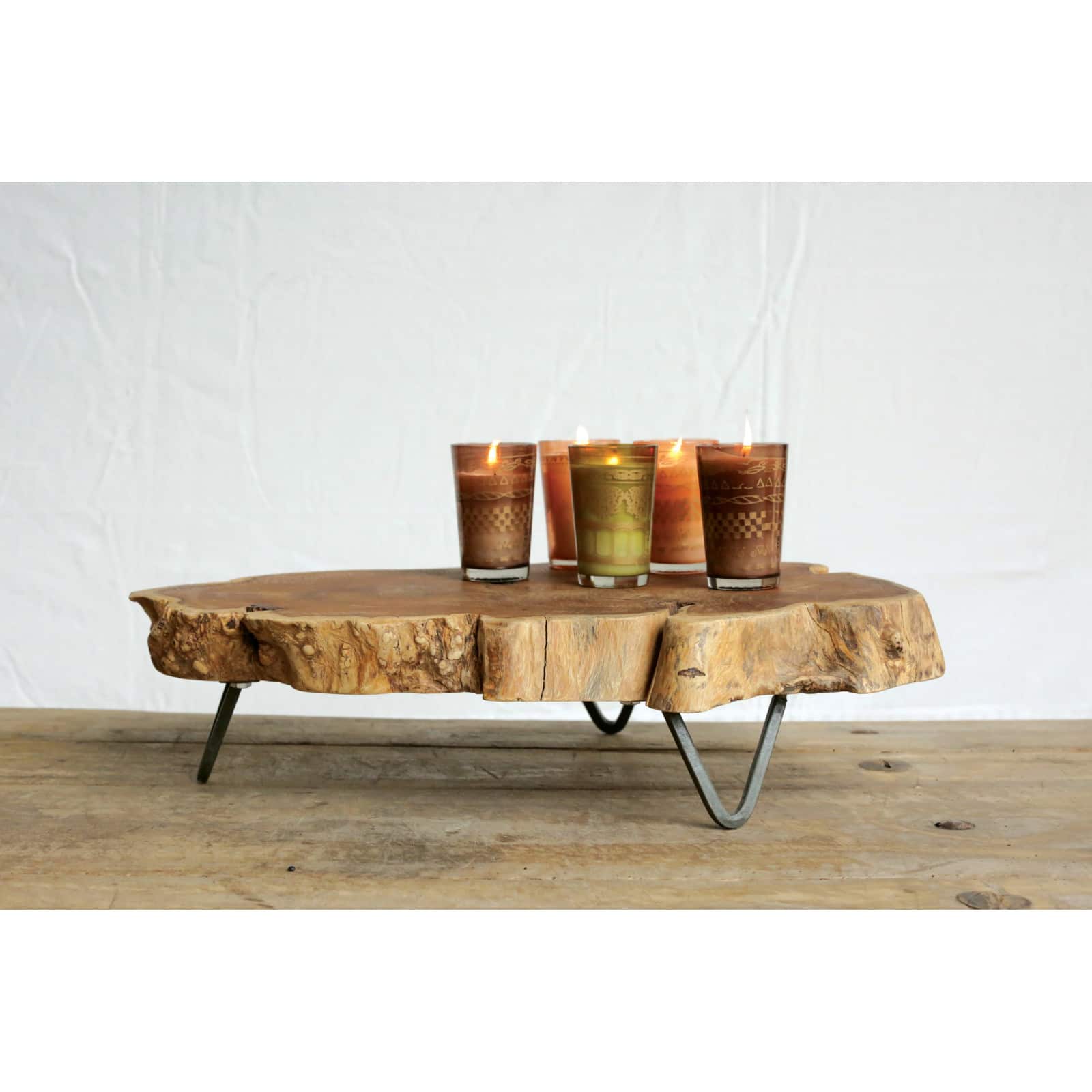 Hello Honey® Wooden Slab Stand with Metal Feet