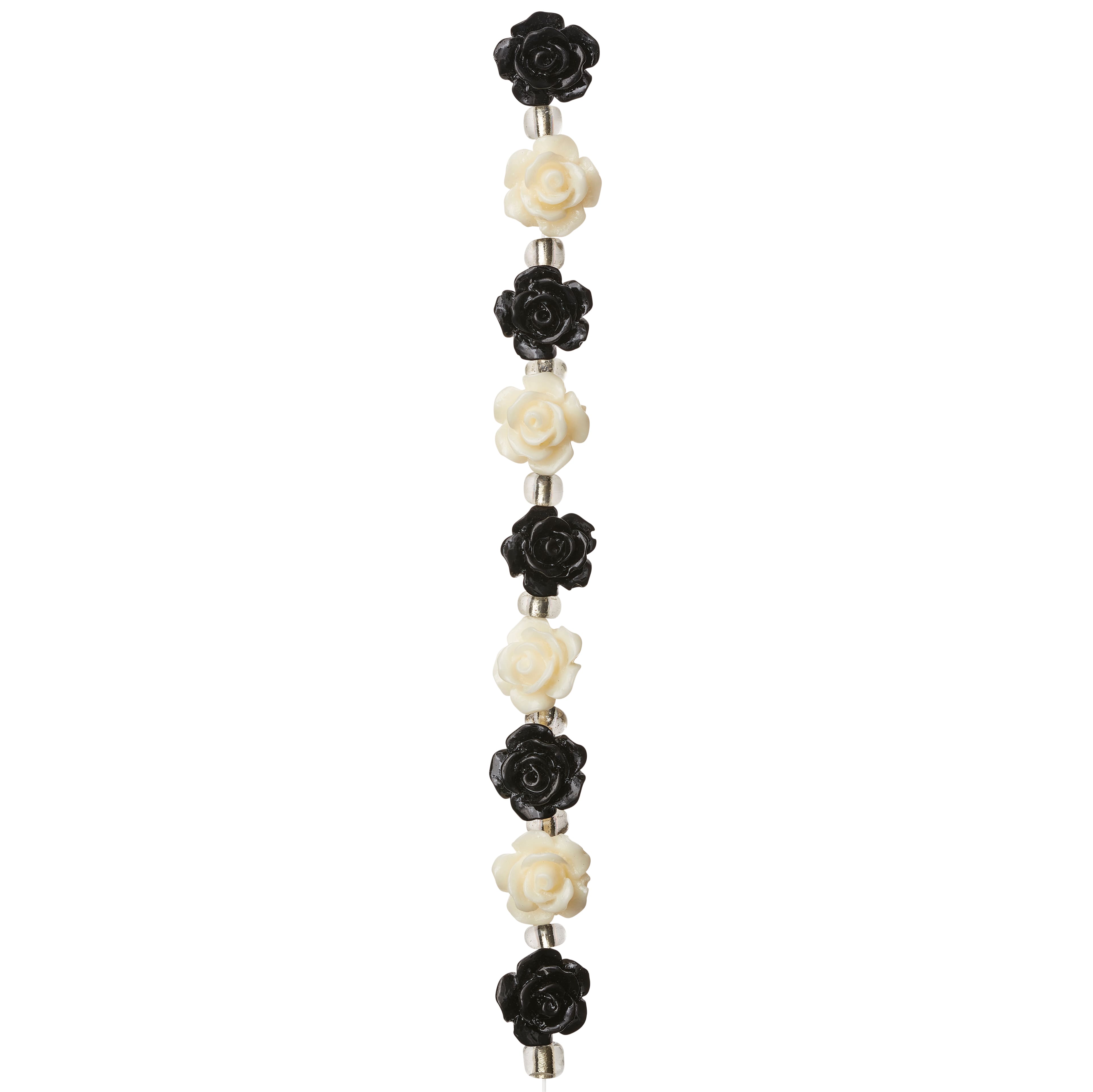 12 Pack: Black & White Flower Beads, 10mm by Bead Landing™