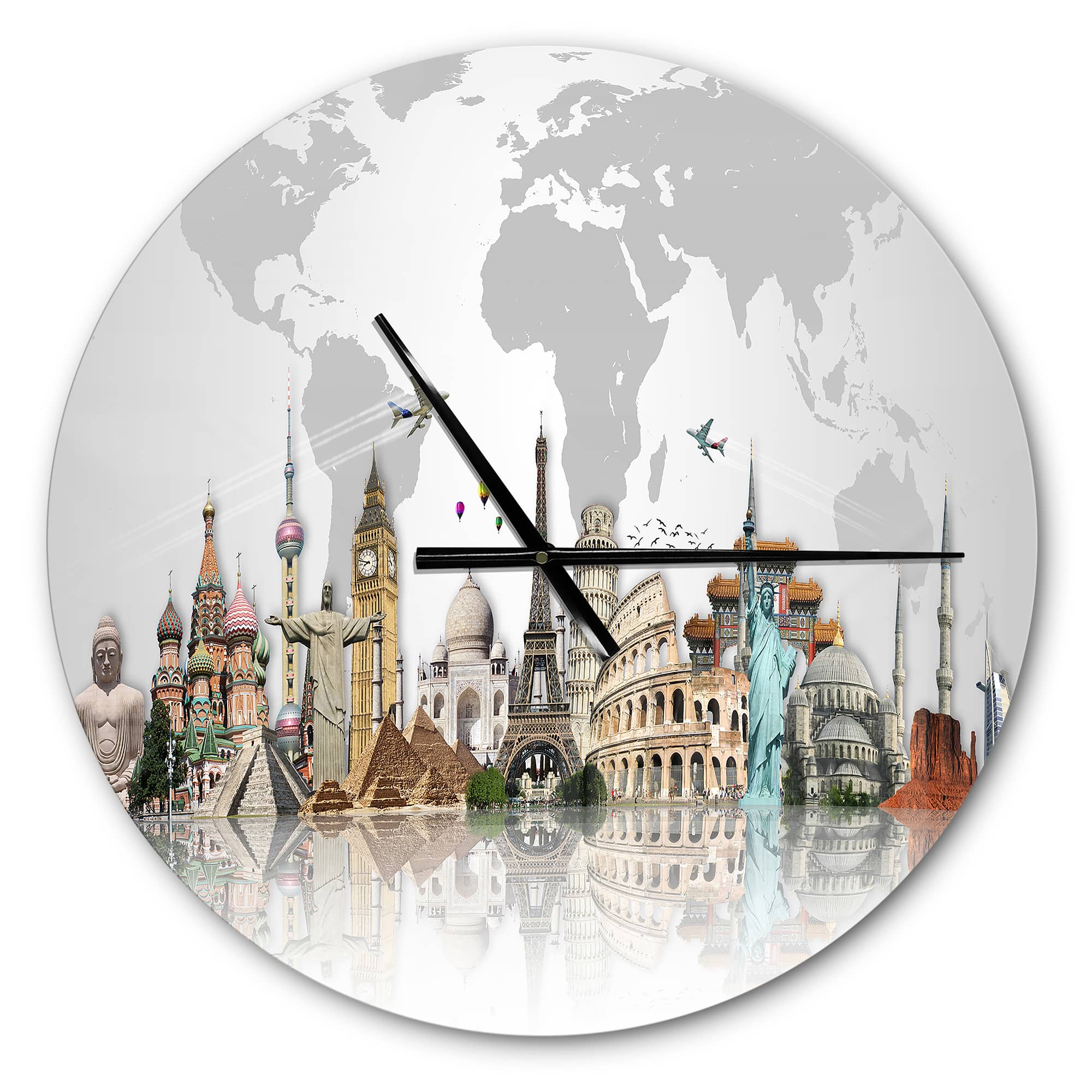 Designart Famous Monuments Across World Modern Wall Clock