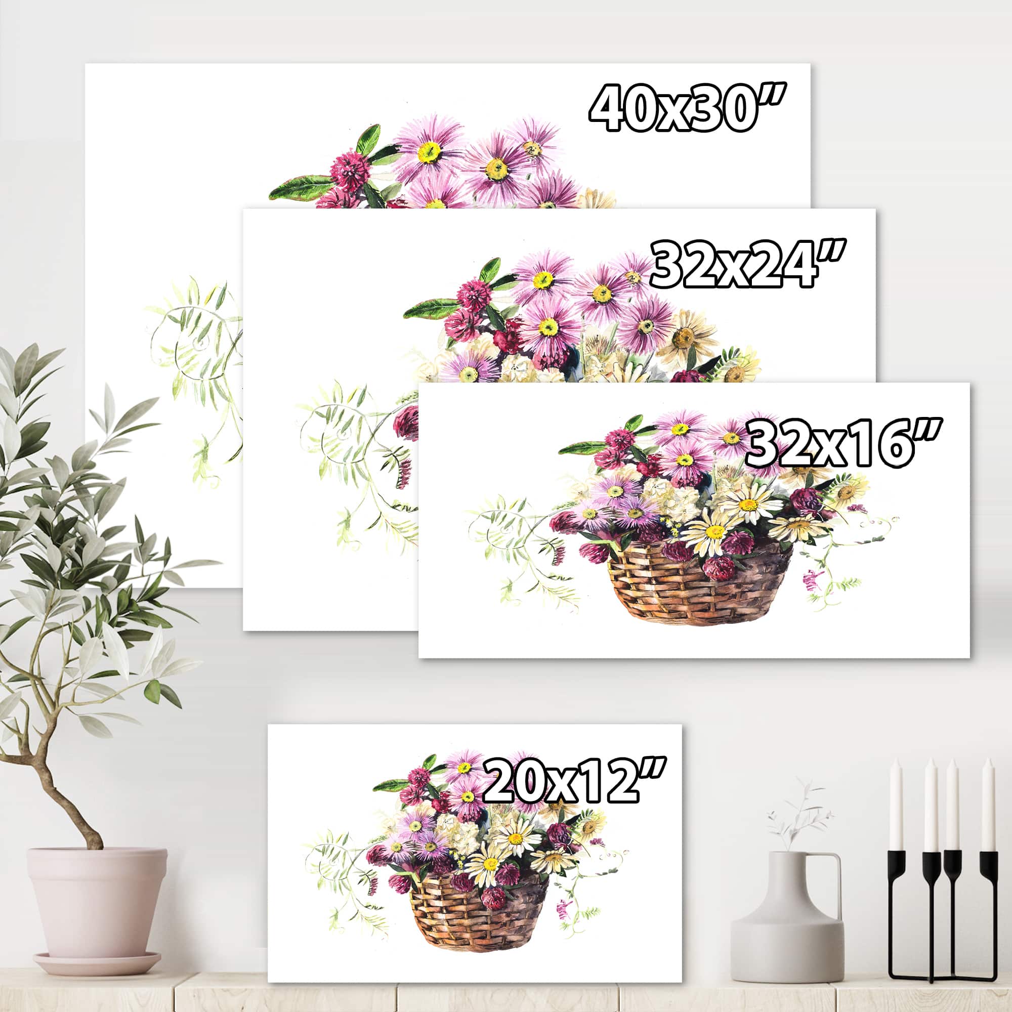 Designart - Bouquet From Meadow Flowers In The Basket