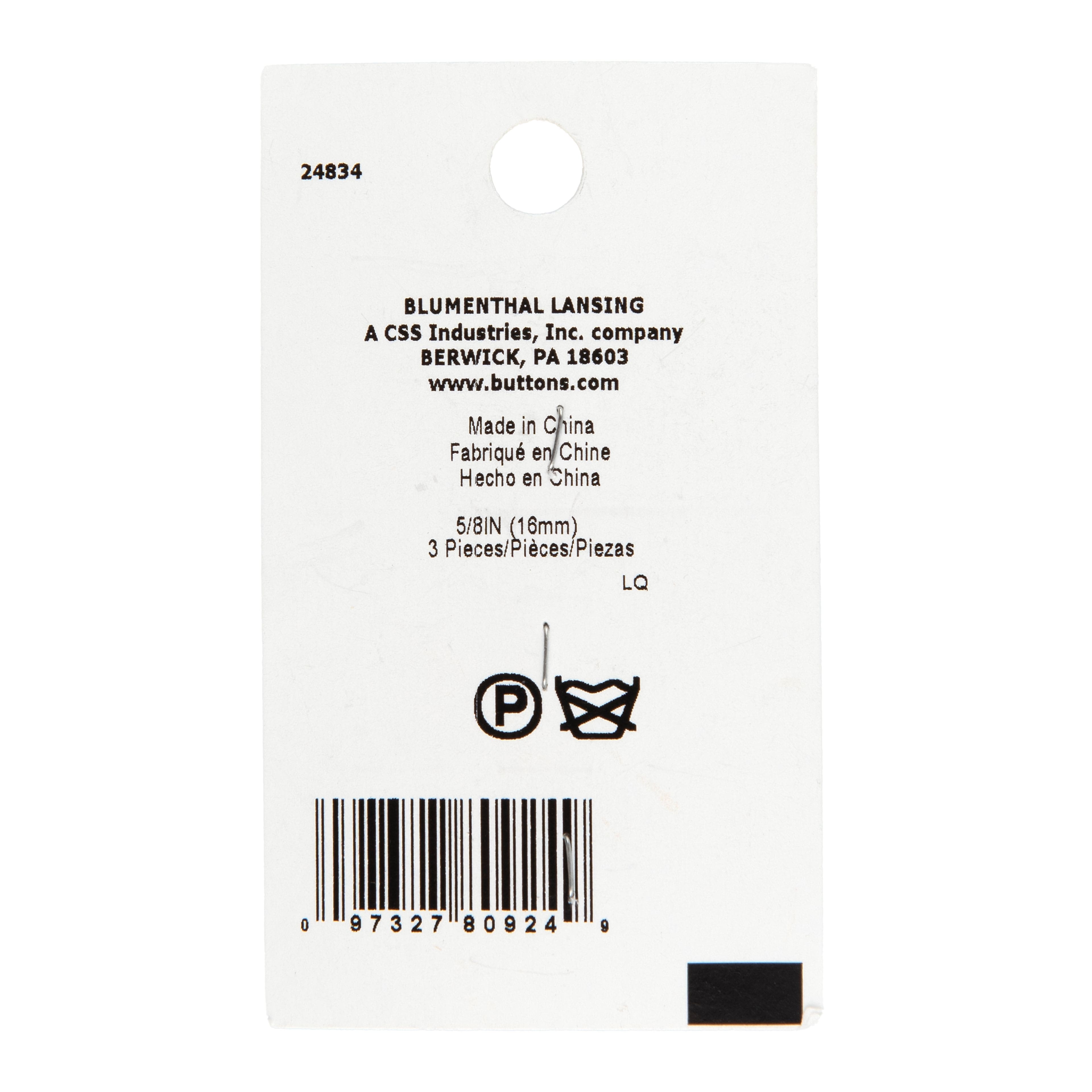 LaMode 5/8" Brushed Silver Shank Buttons, 3ct.