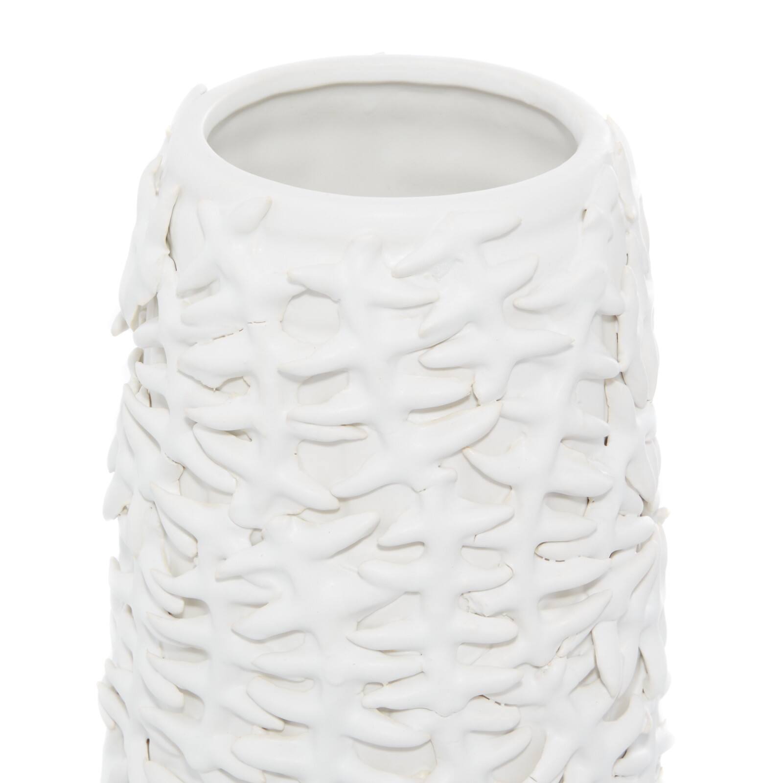 White Ceramic Contemporary Vase, 17" x 6" x 6"