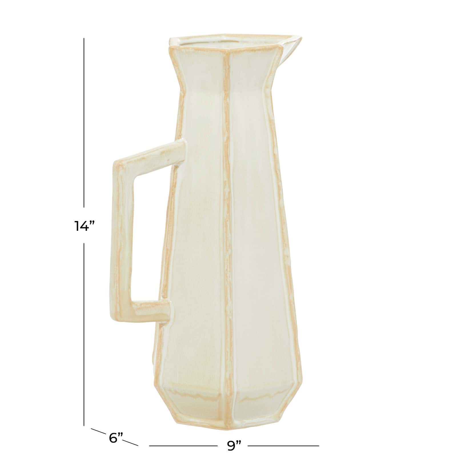 White Ceramic Modern Vase, 9" x 14"