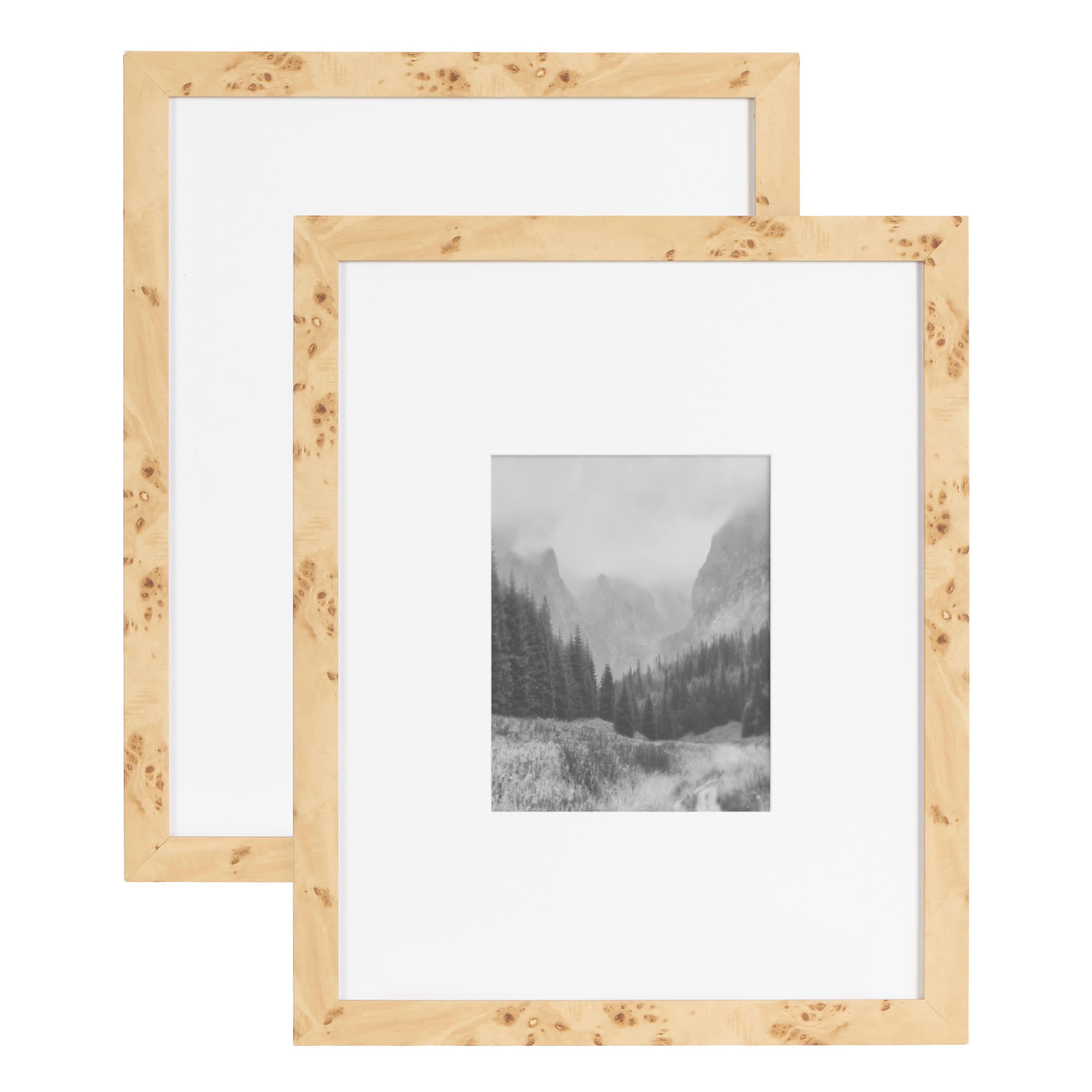 Kate and Laurel 16" x 20" Natural Brown Burlock Picture Frames with 8" x 10" Mat, 2ct.