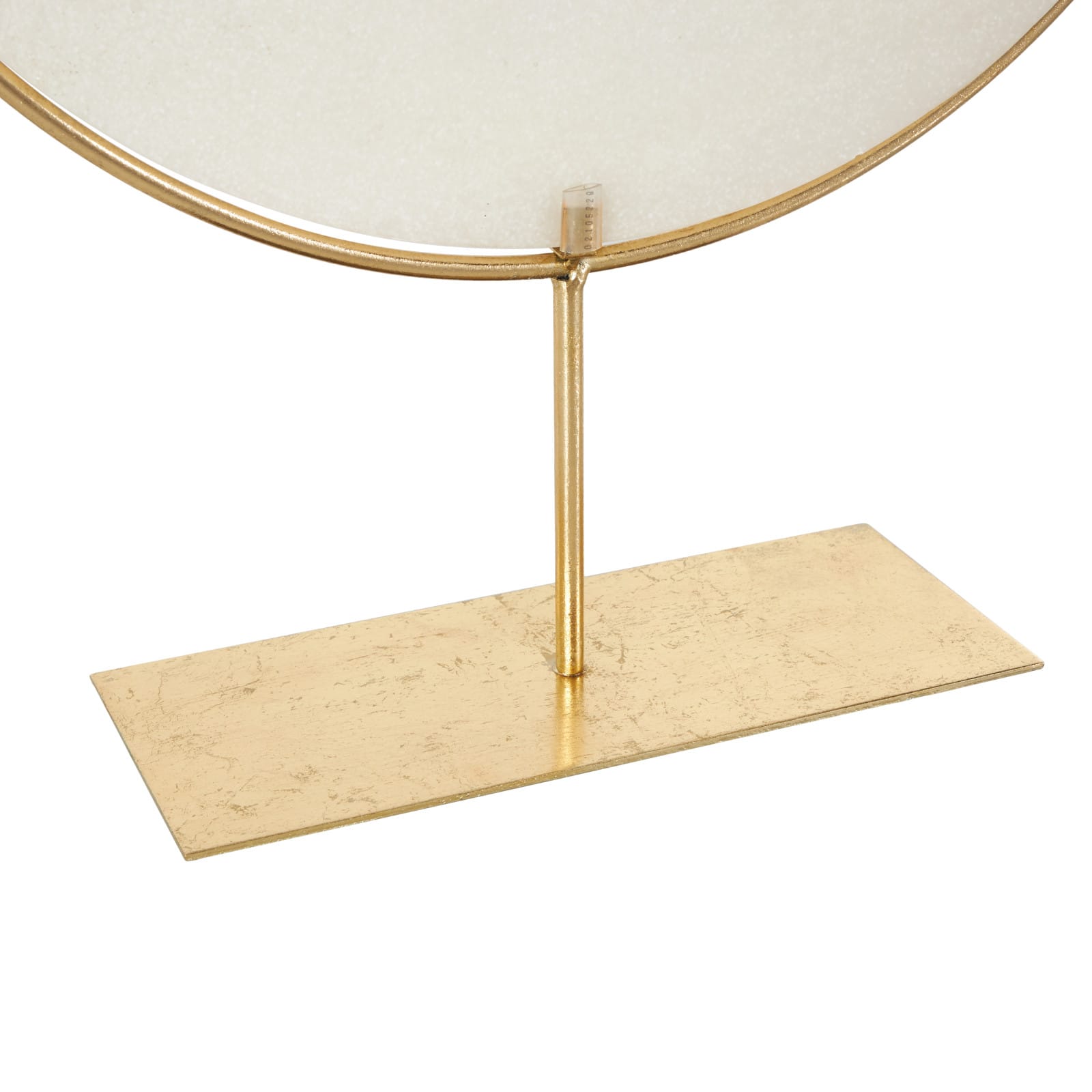 25" White with Gold Base Polystone Round Leaf Disk Decorative Sculpture