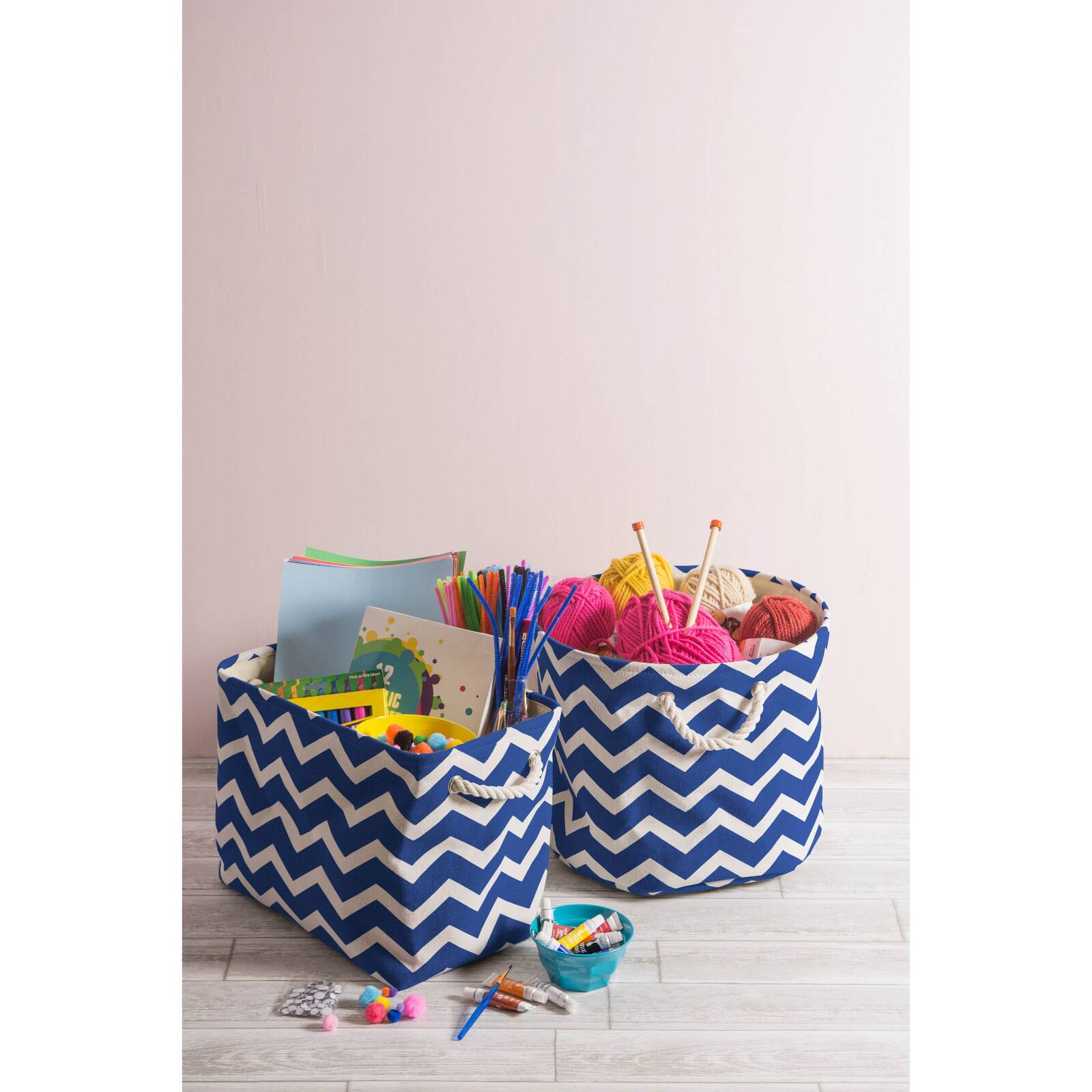 DII® 15" Round Chevron Fabric Bin