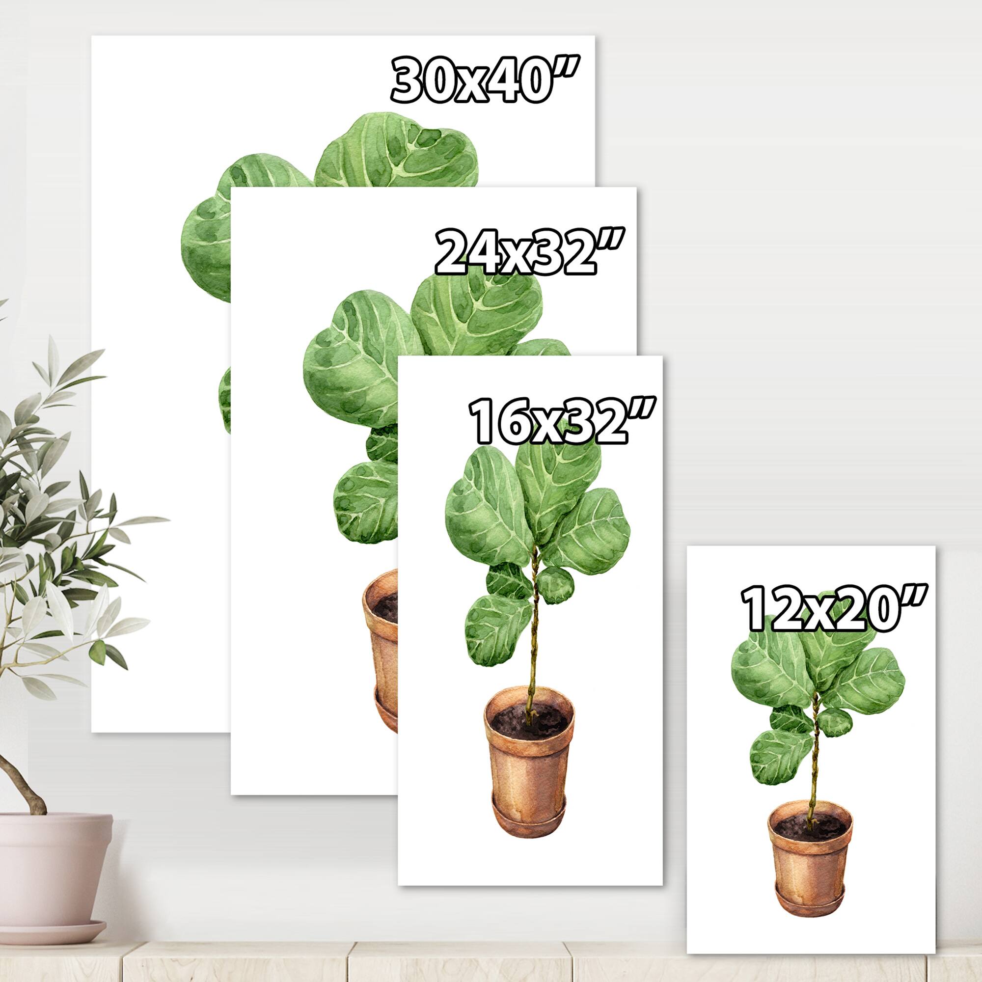 Designart - Ficus Lyre In Clay Flowerpot