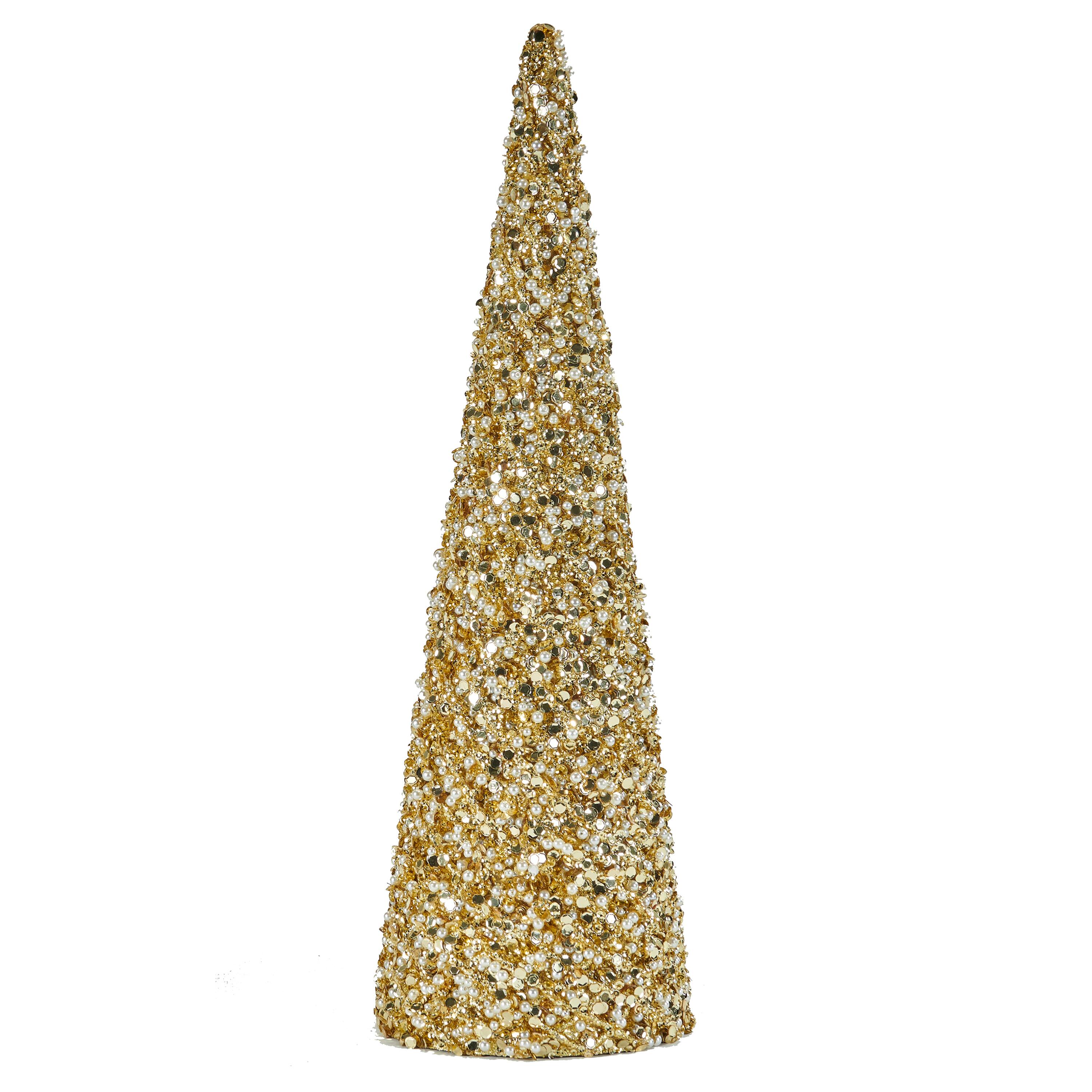 17.75" Glitter Bead & Sequin Artificial Tabletop Christmas Tree