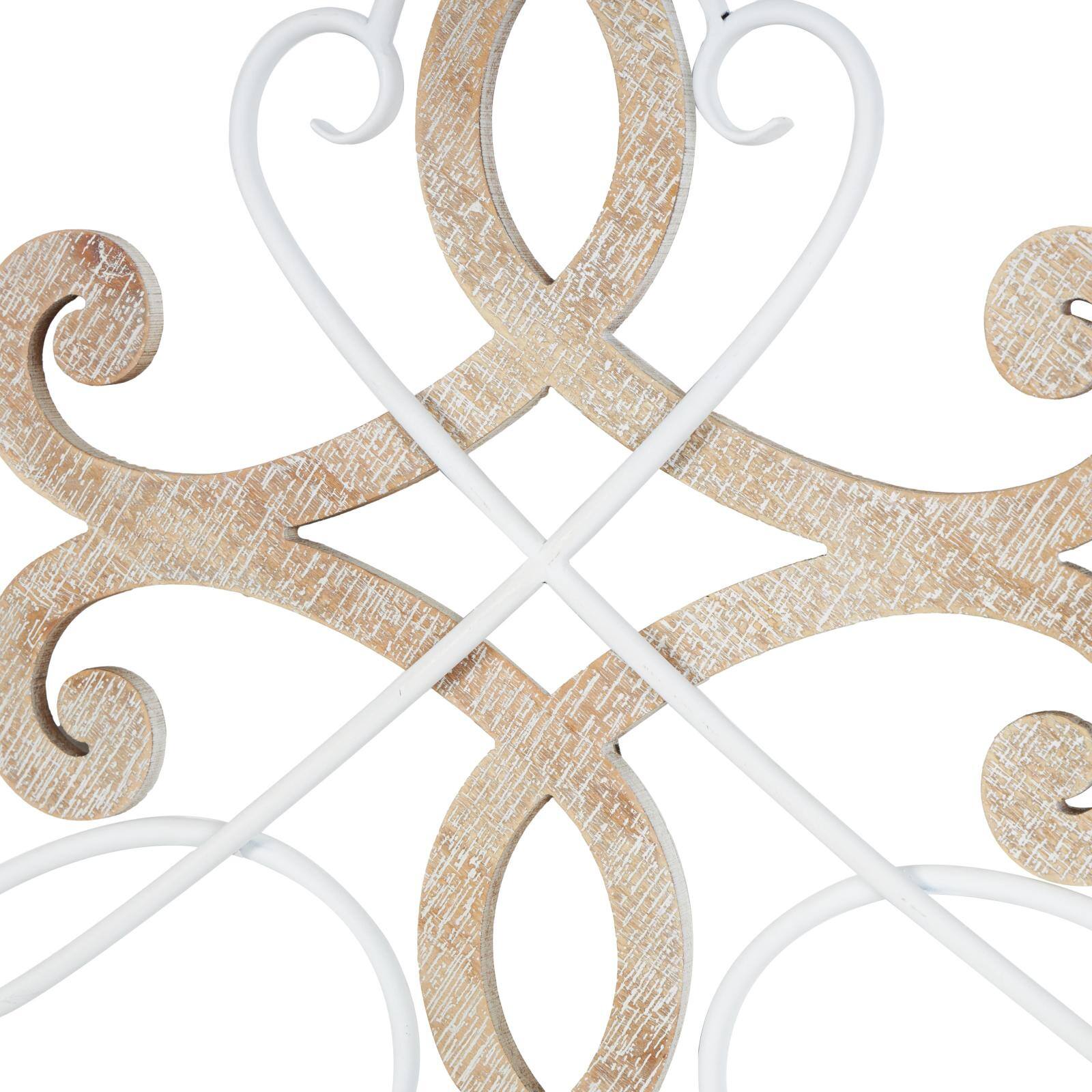 47" x 16" White & Brown Wooden Scroll Wall Décor