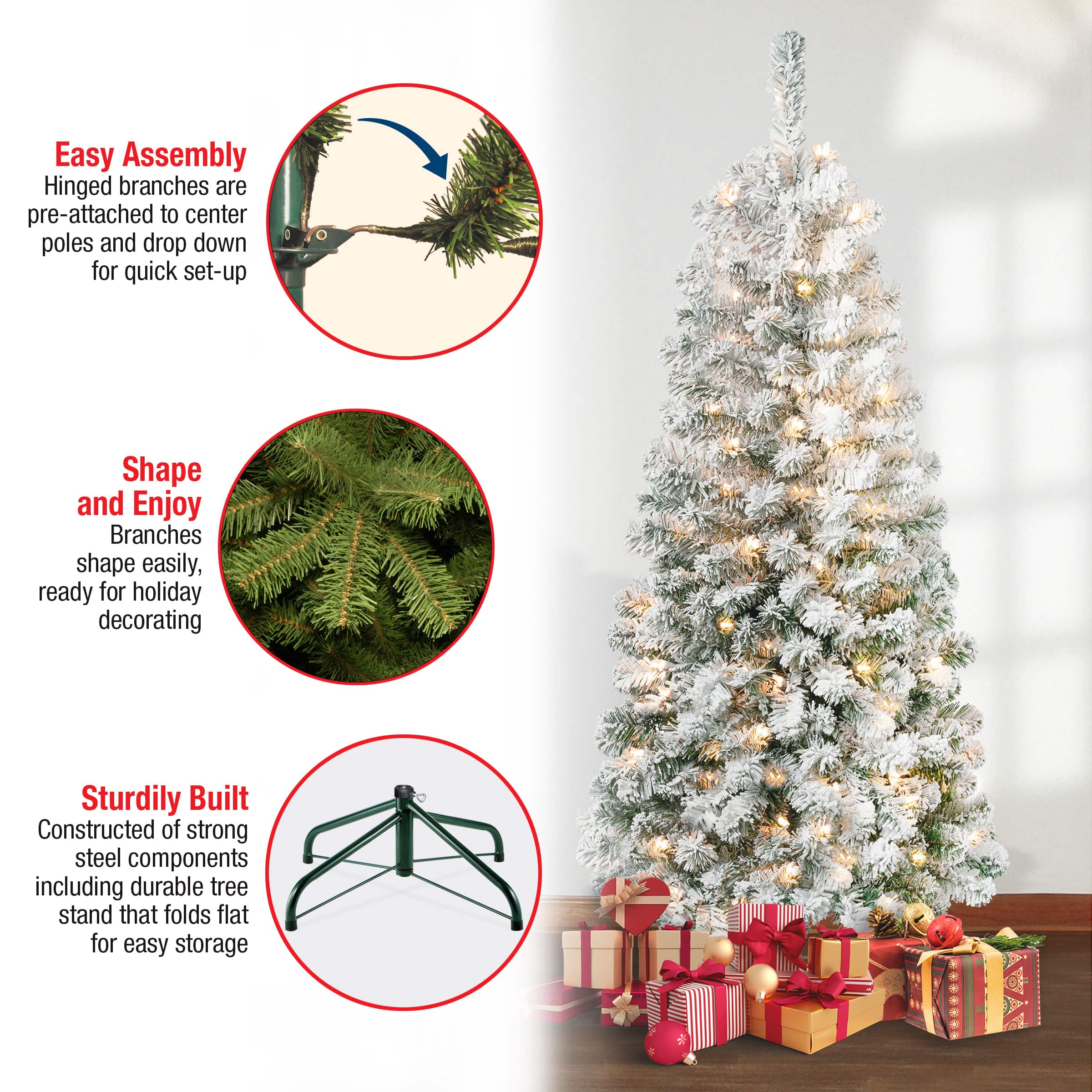 6ft. Pre-Lit Acacia Medium Flocked Artificial Christmas Tree, Clear Lights