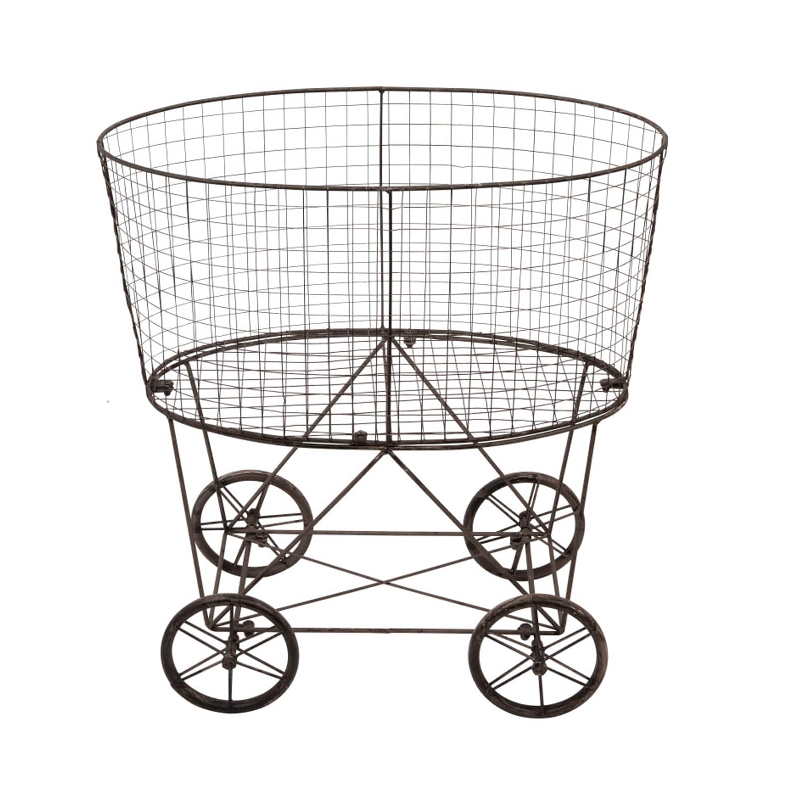 Hello Honey® 27" Vintage Reproduction Metal Laundry Basket on Wheels
