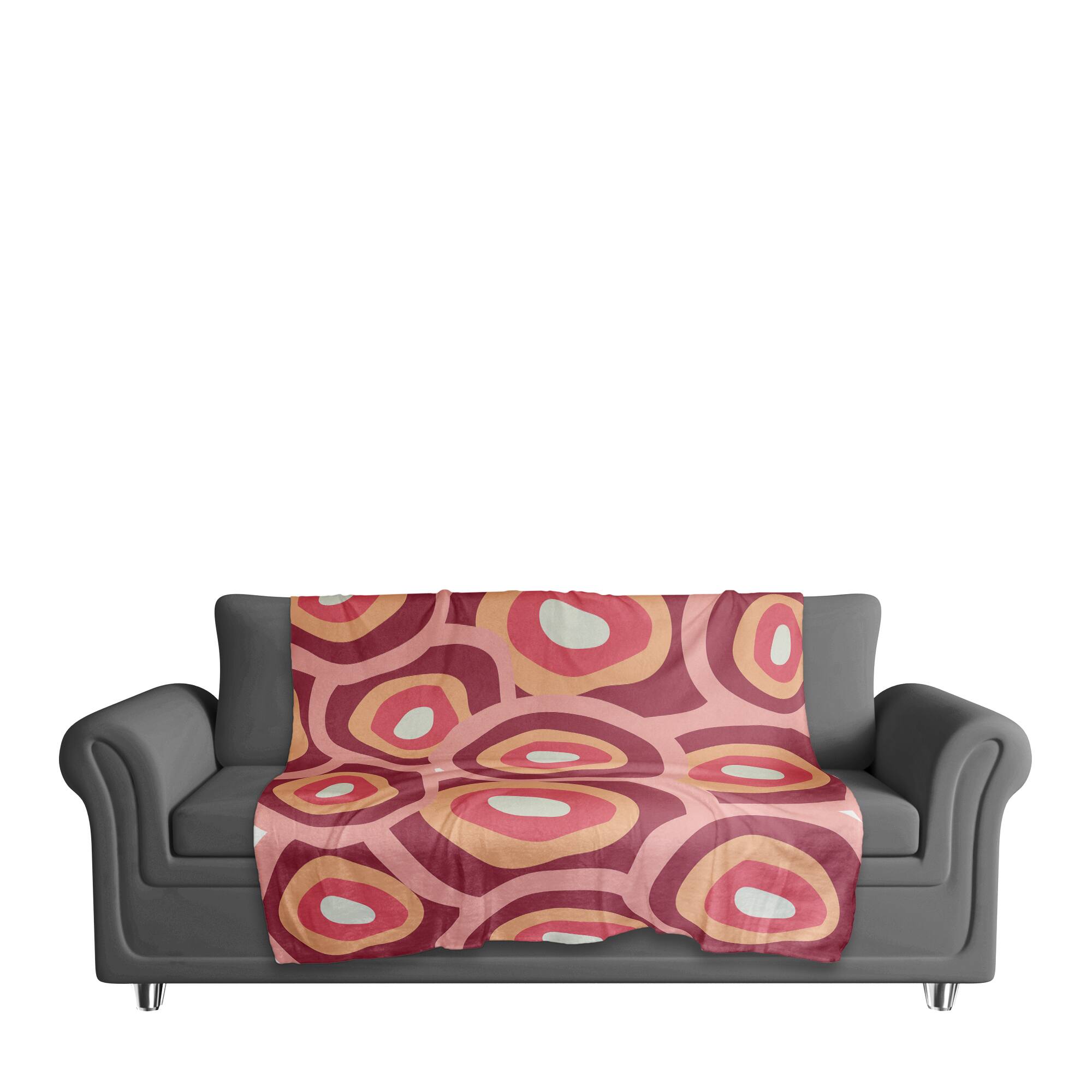 Funky Circles Pattern 50" x 60" Coral Fleece Blanket
