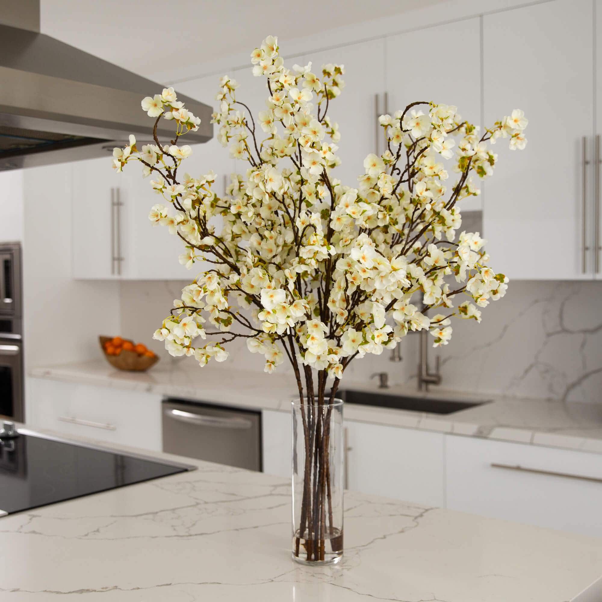 2.5ft. Artificial Cherry Blossom Arrangement in Cylinder Glass Vase