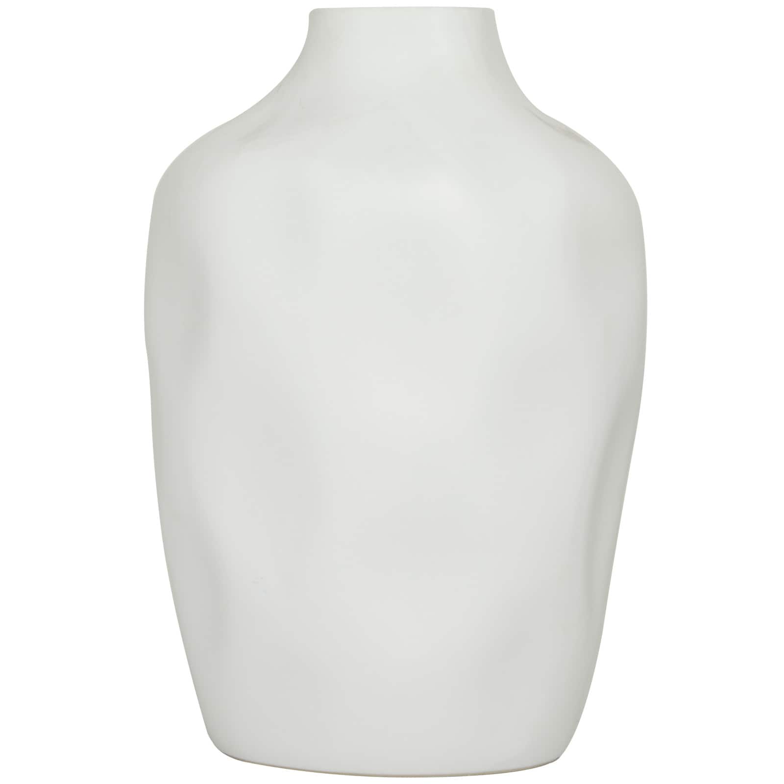 CosmoLiving by Cosmopolitan White Ceramic Faceted Vase 9" x 9" x 14"