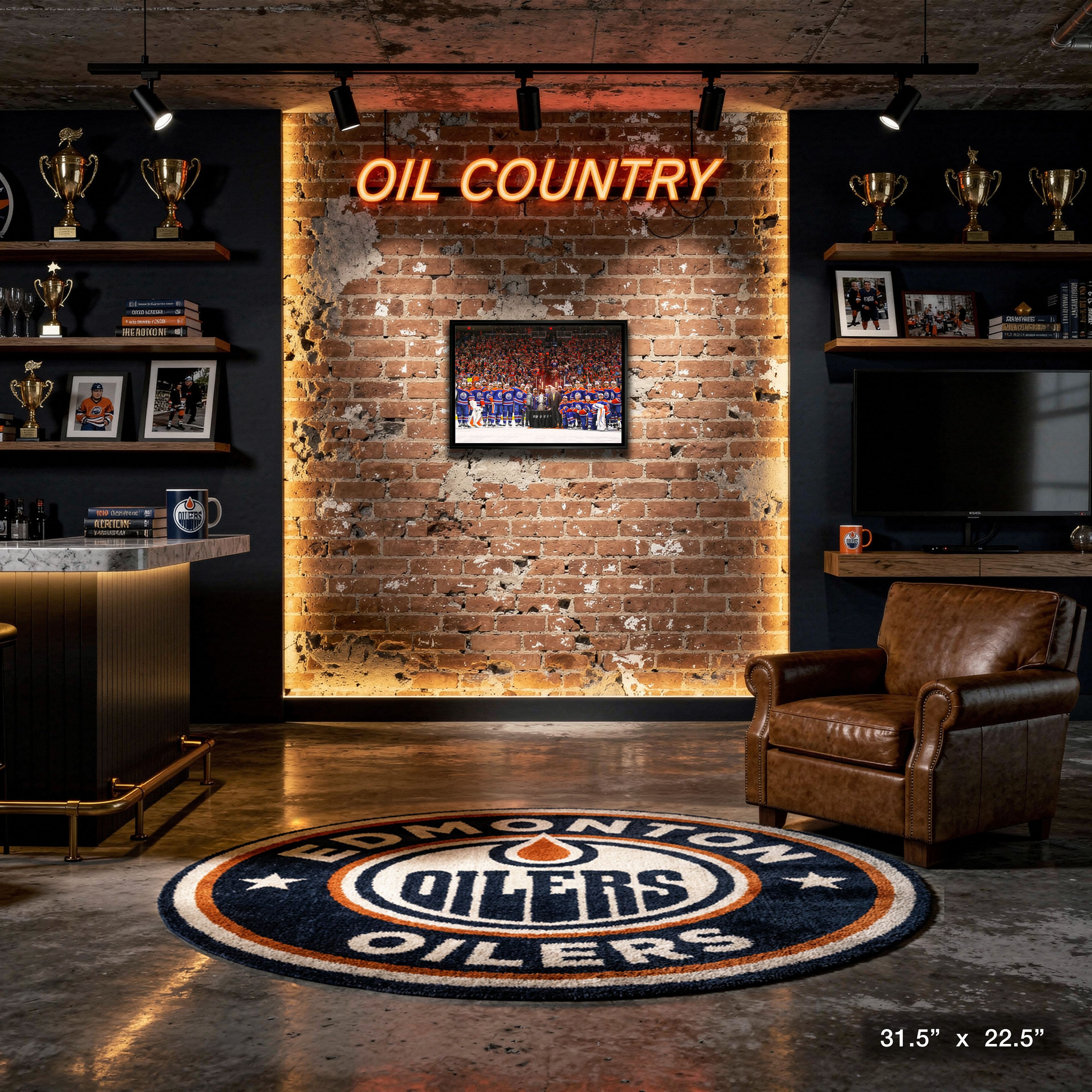Edmonton Oilers 20" x 29" Framed Canvas Conference Final Trophy 31.5" x 22.5"
