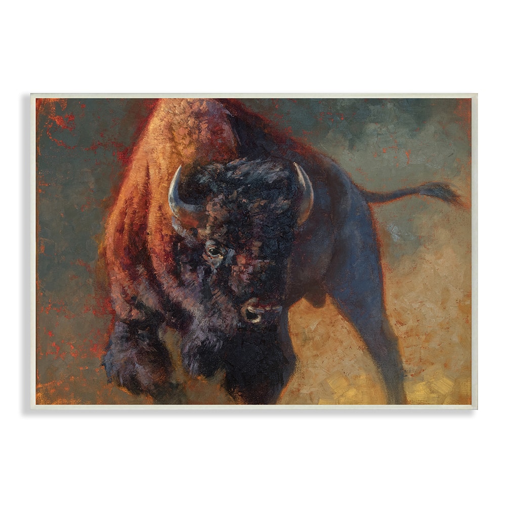 Stupell Industries Running Bull Portrait Masculine Cattle Pose Wall Plaque