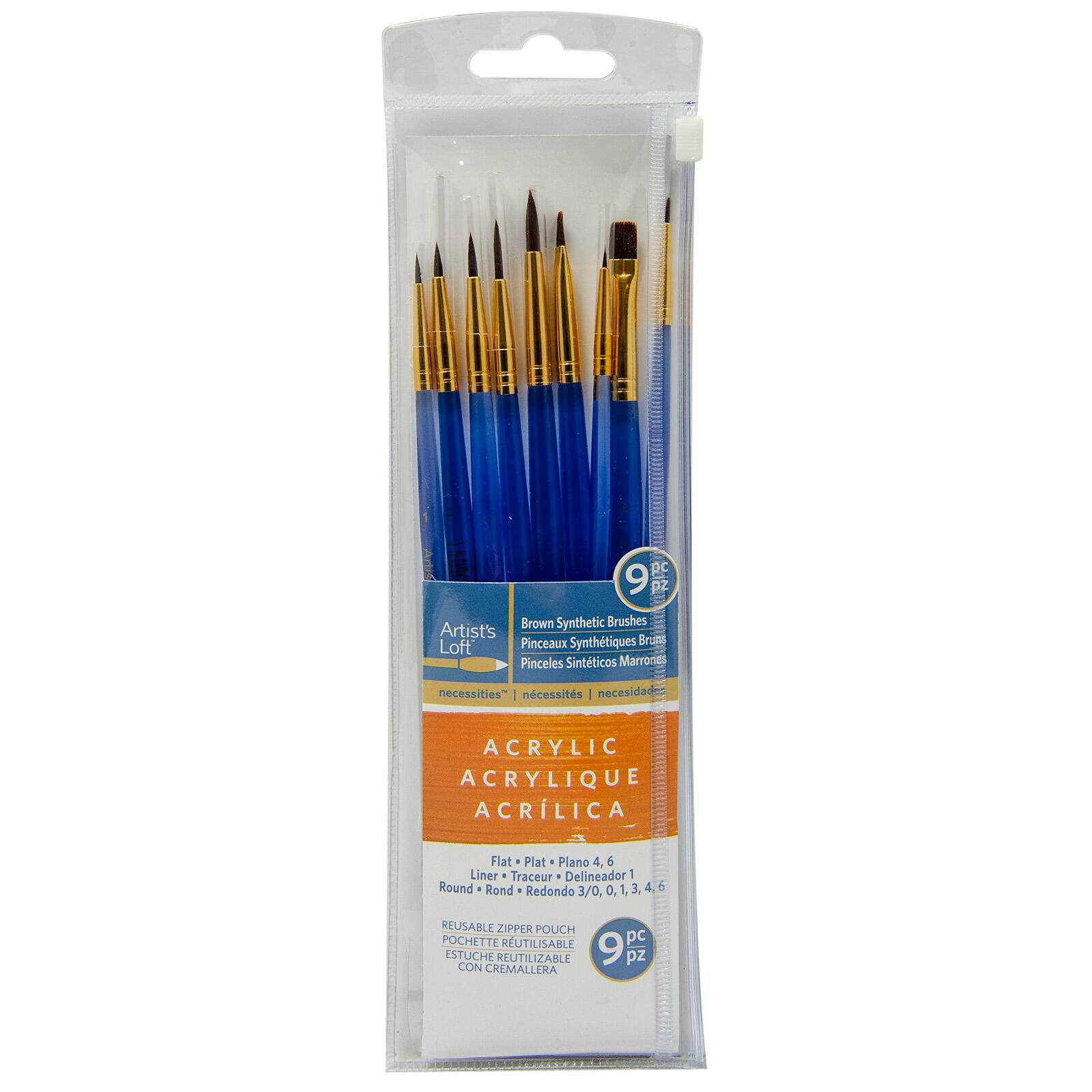 Brown Synthetic Acrylic 9 Piece Brush Combo by Artist's Loft® Necessities™