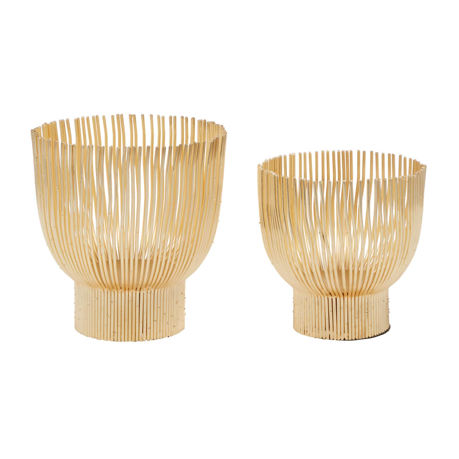 CosmoLiving by Cosmopolitan Set of 2 Gold Metal Candle Holder 9", 8"