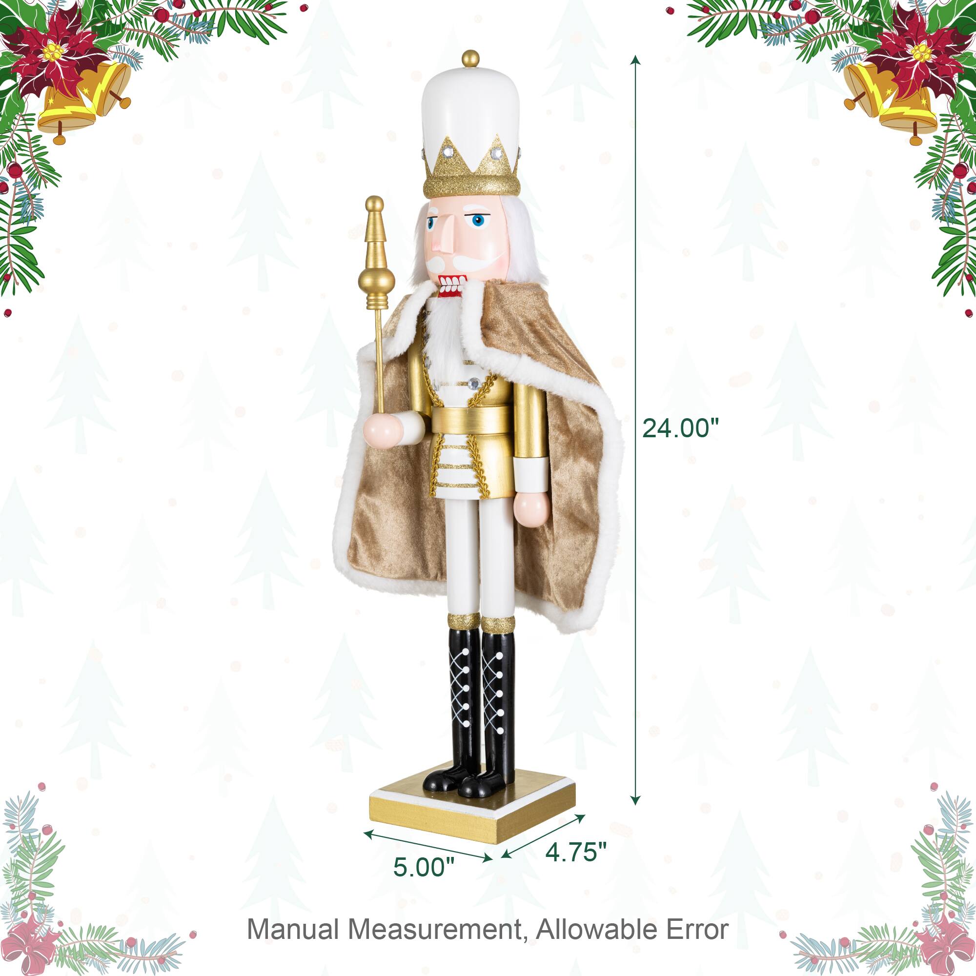 Glitzhome® 24" Wooden Christmas Gold King Nutcracker