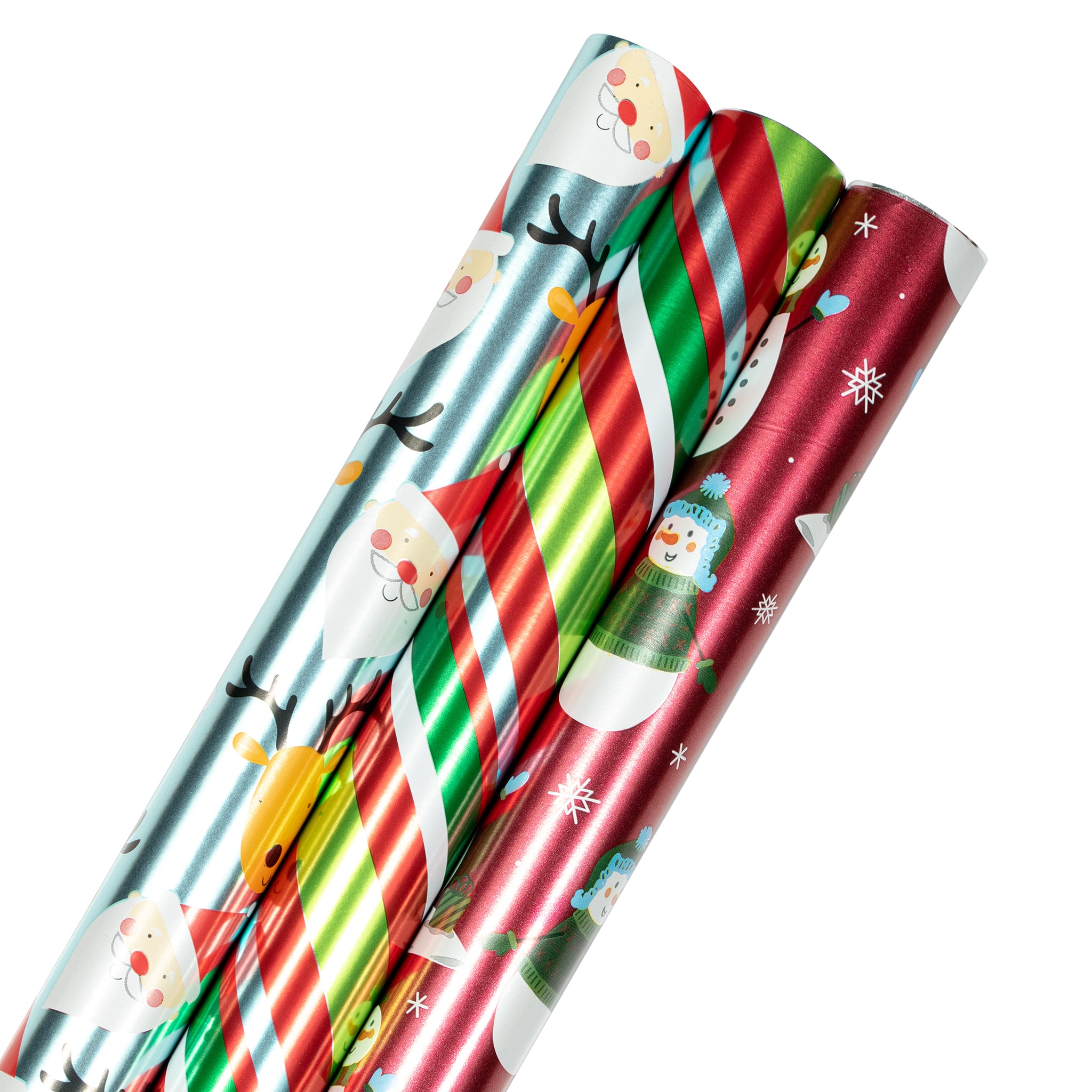 JAM Paper Jolly Winter Christmas Gift Wrap Set, 3ct