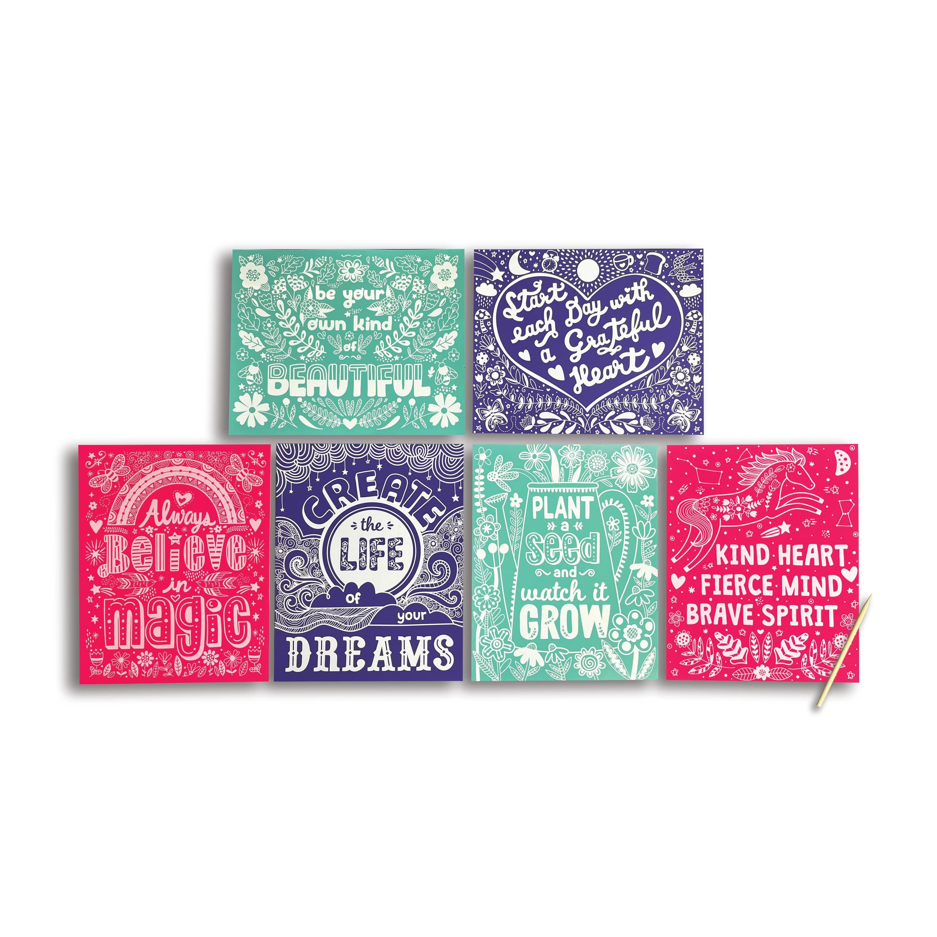 OOLY Scratch & Shine Amazing Affirmations Foil Scratch Art Kit