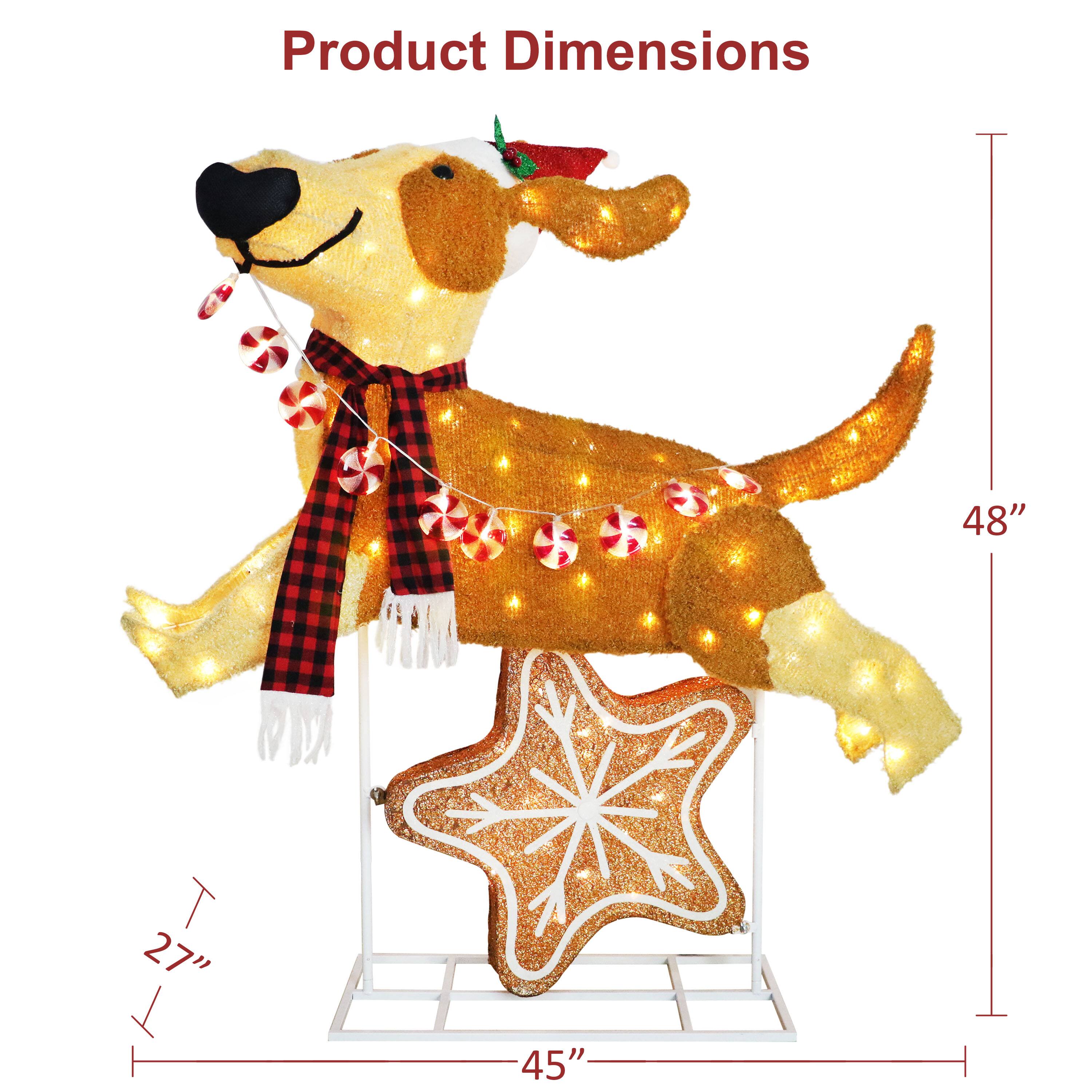 Puleo International 4ft. Pre-Lit Puppy Christmas Holiday Décor with Warm White LED Lights