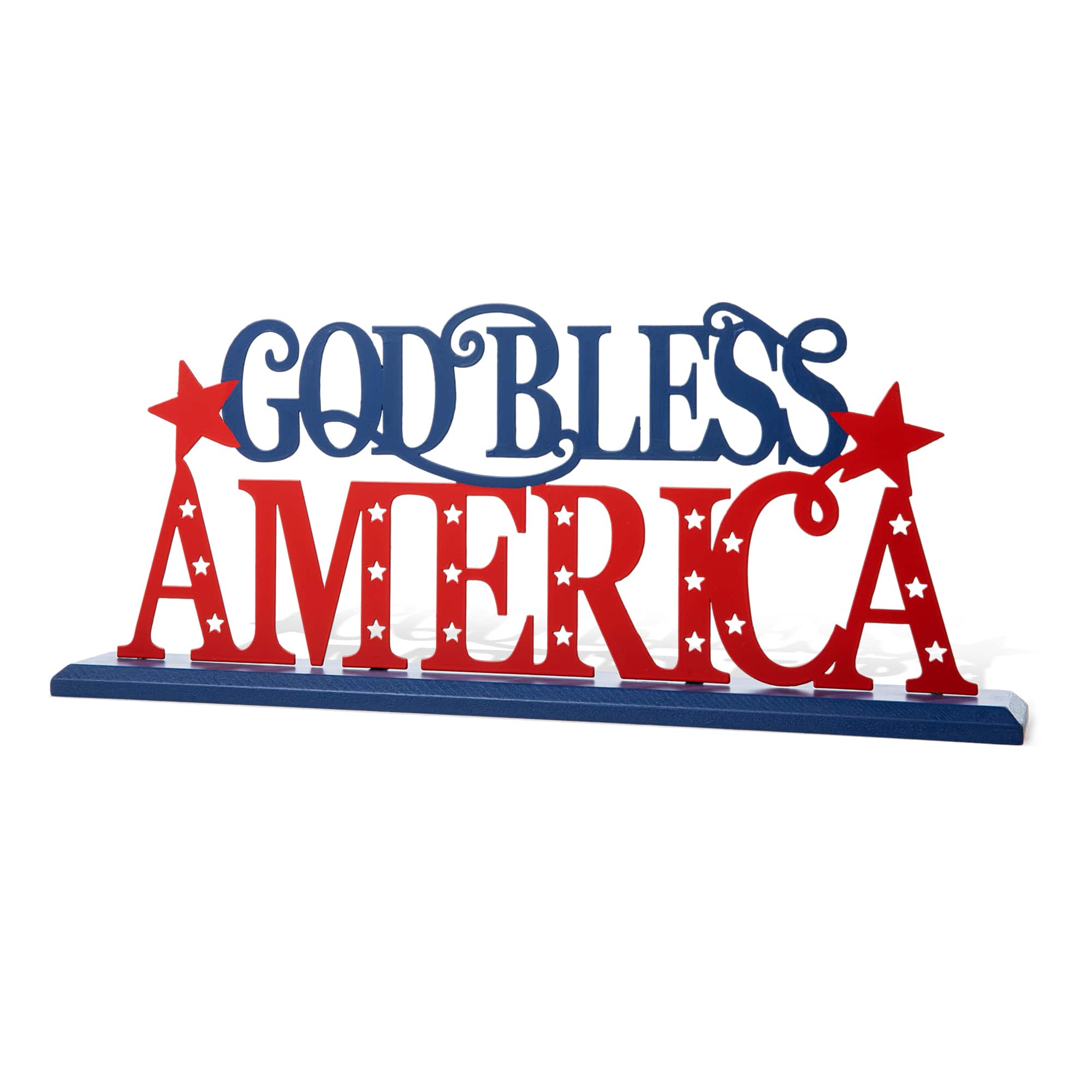 Glitzhome® 18" Wide God Bless America Tabletop Décor
