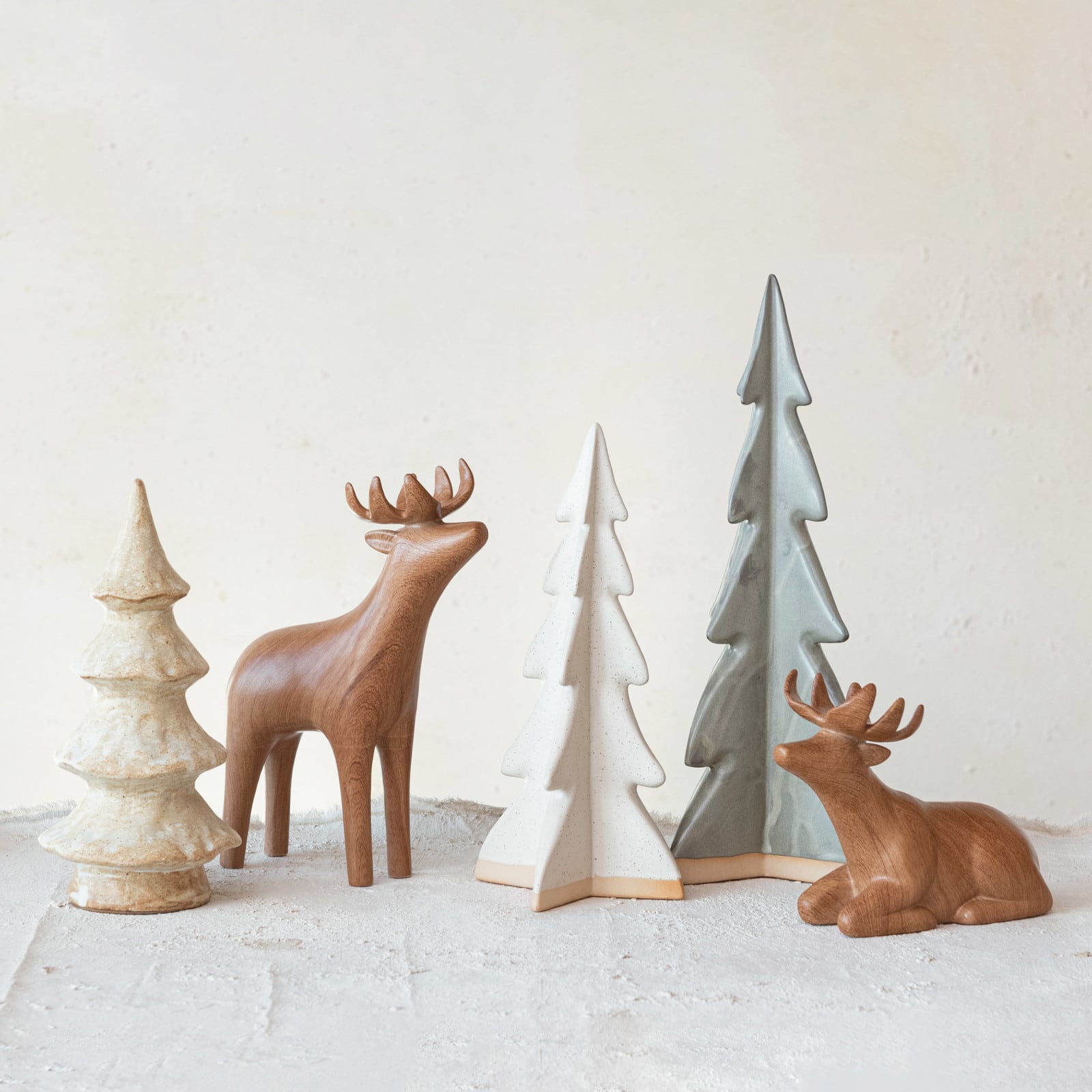 Hello Honey® 9.75" Brown Woodgrain Stoneware Standing Deer Décor Accent