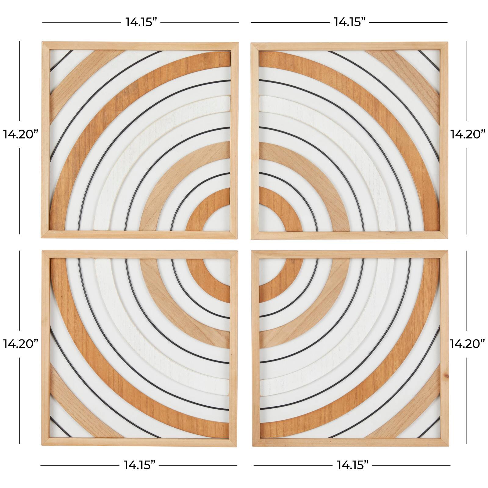 Brown Wood Geometric Wall Décor Set