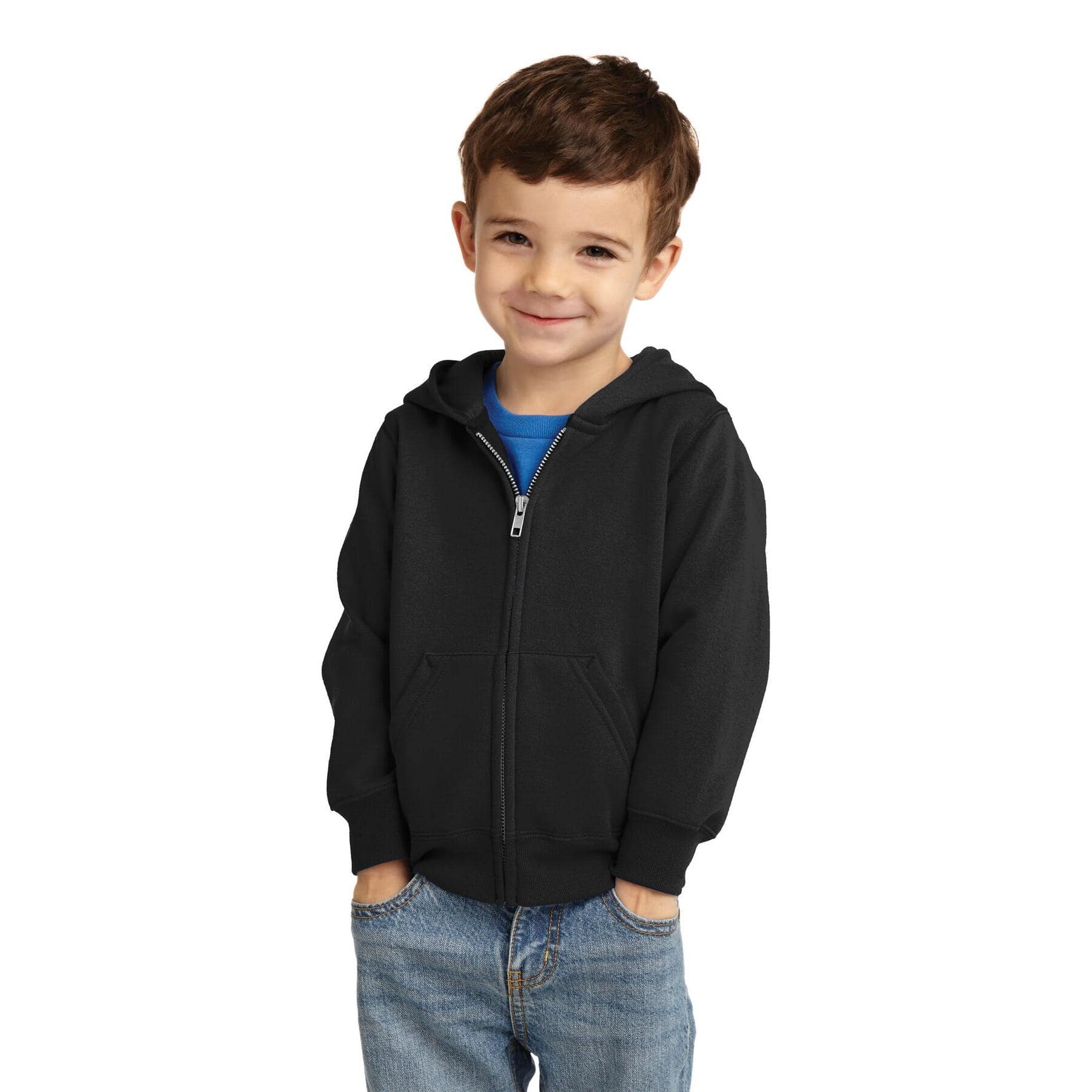 Port & Company® Core Fleece Full-Zip Hooded Toddler Sweatshirt