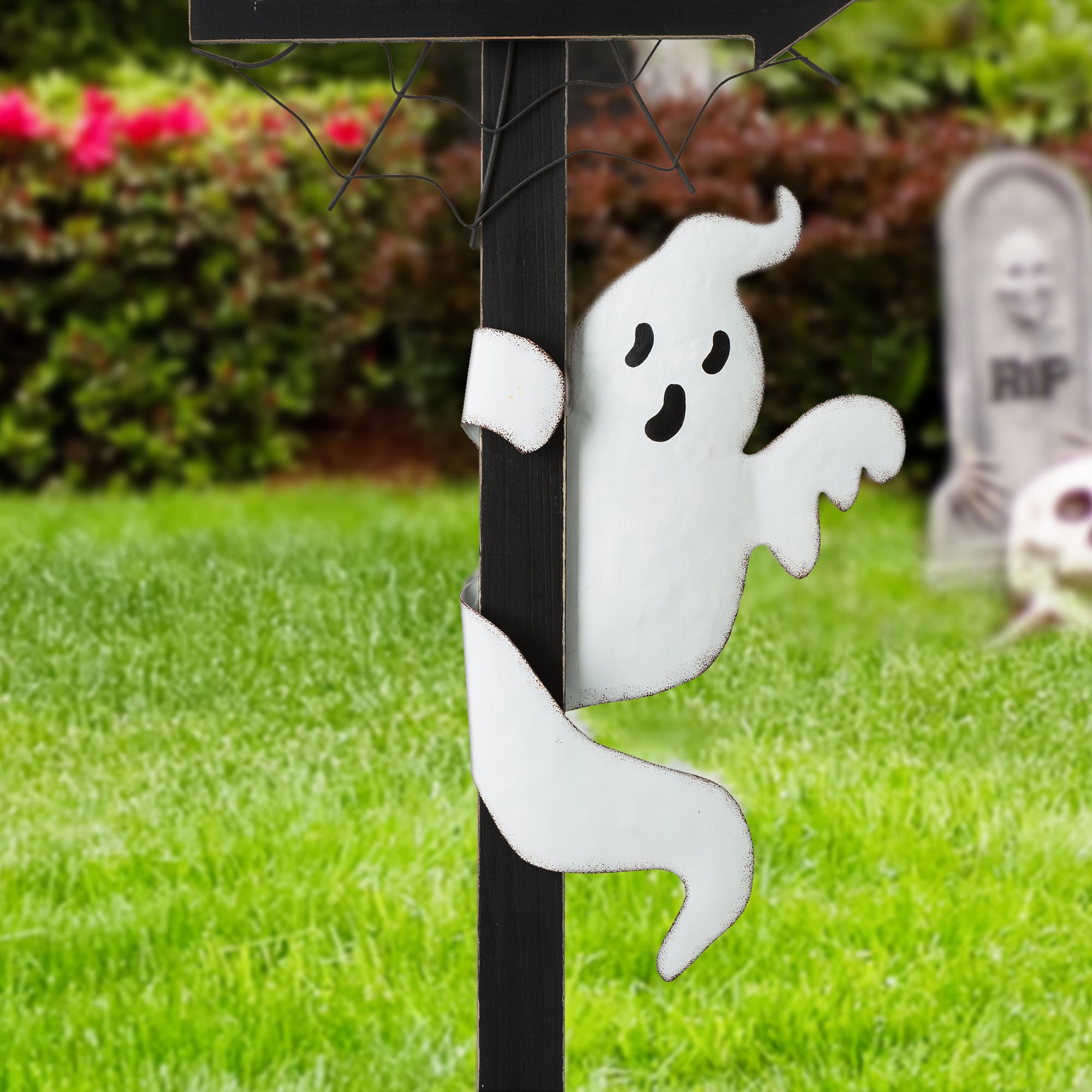 Glitzhome® 42" Lighted Halloween Haunted House Yard Stake with Timer