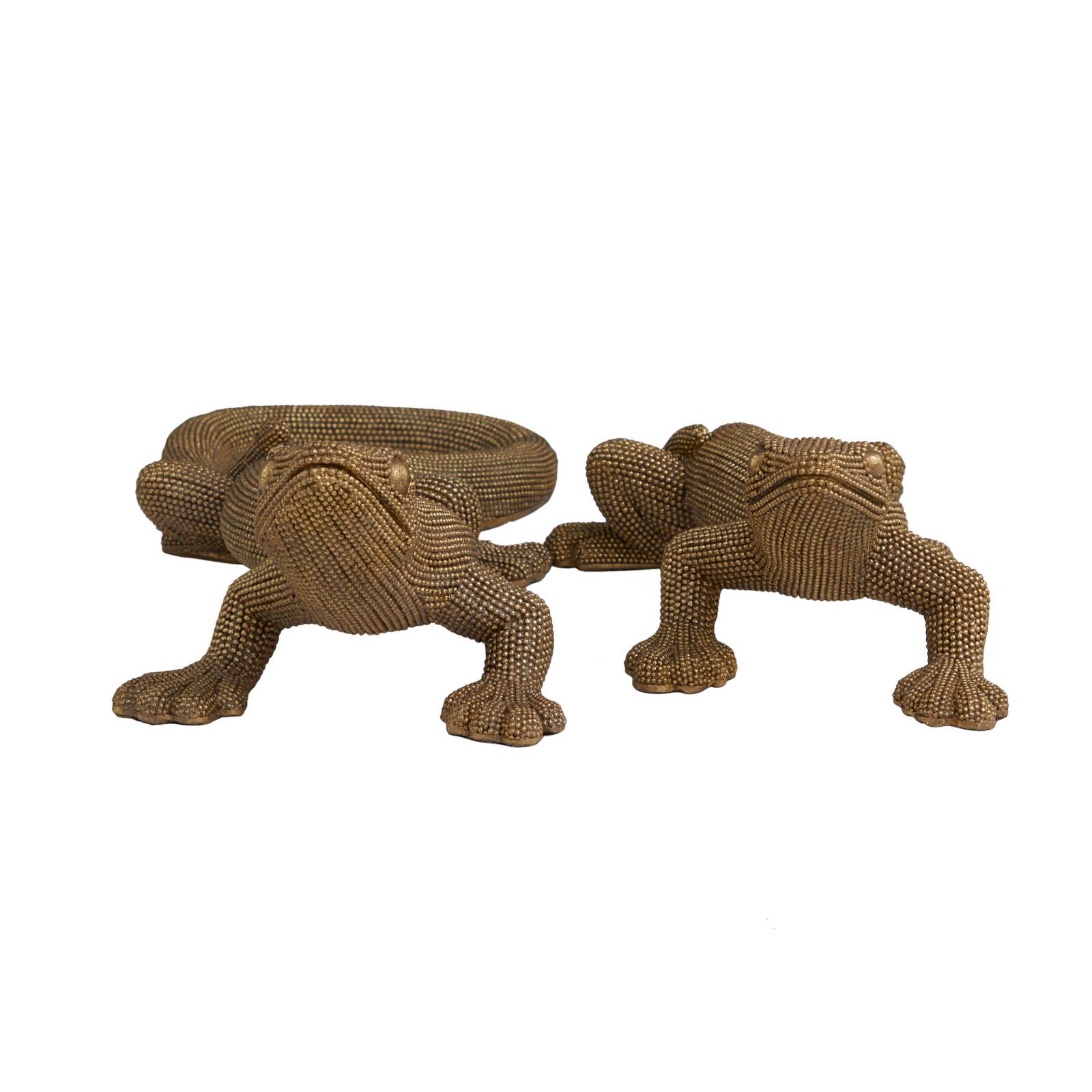 Gold Beaded Lizard Sculpture Set