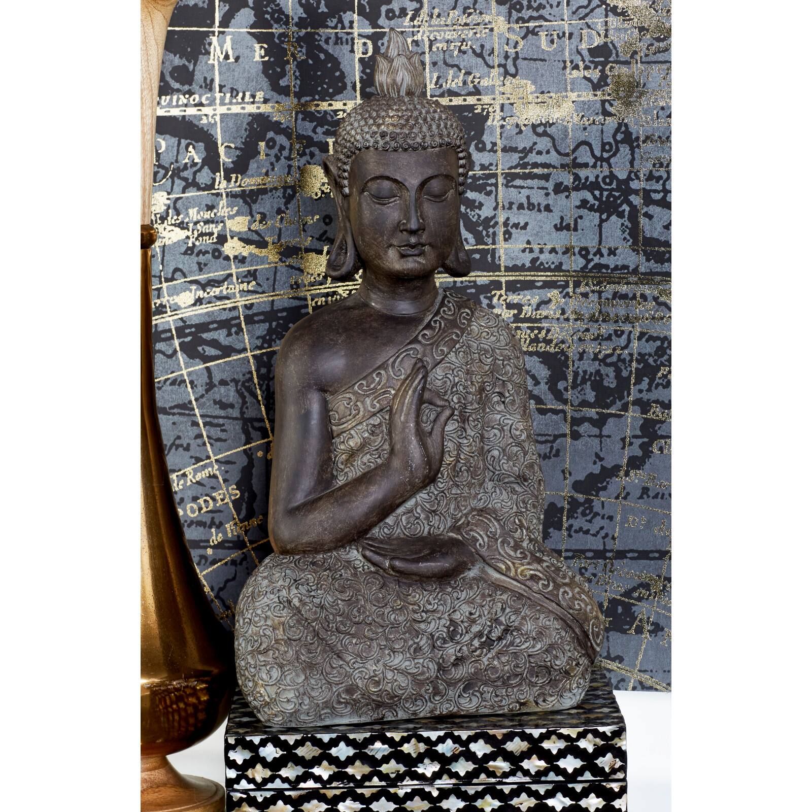 21" Brown Bohemian Polystone Buddha Sculpture