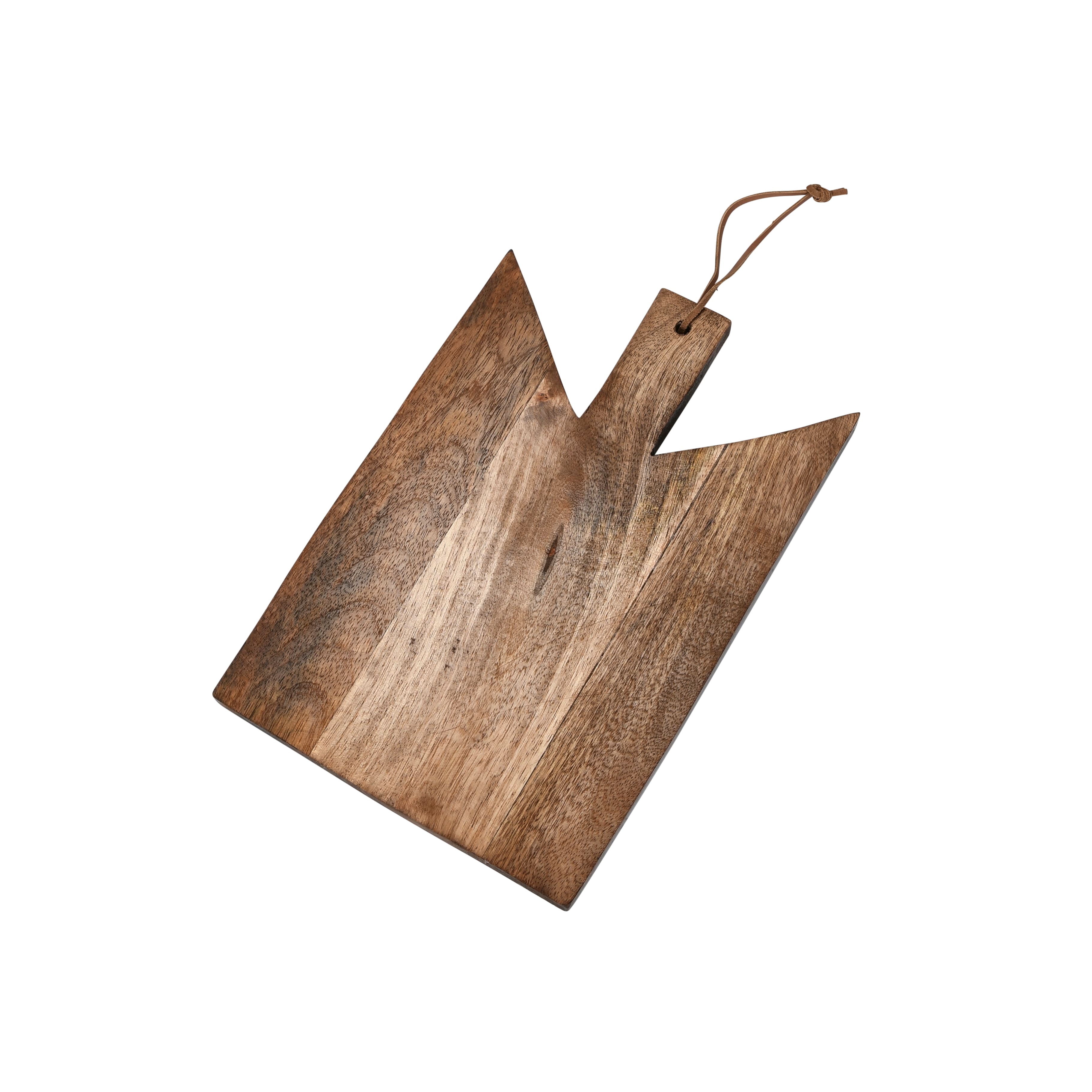 Hello Honey® 12" Natural Geometric Wood Cutting Board with Leather Tie