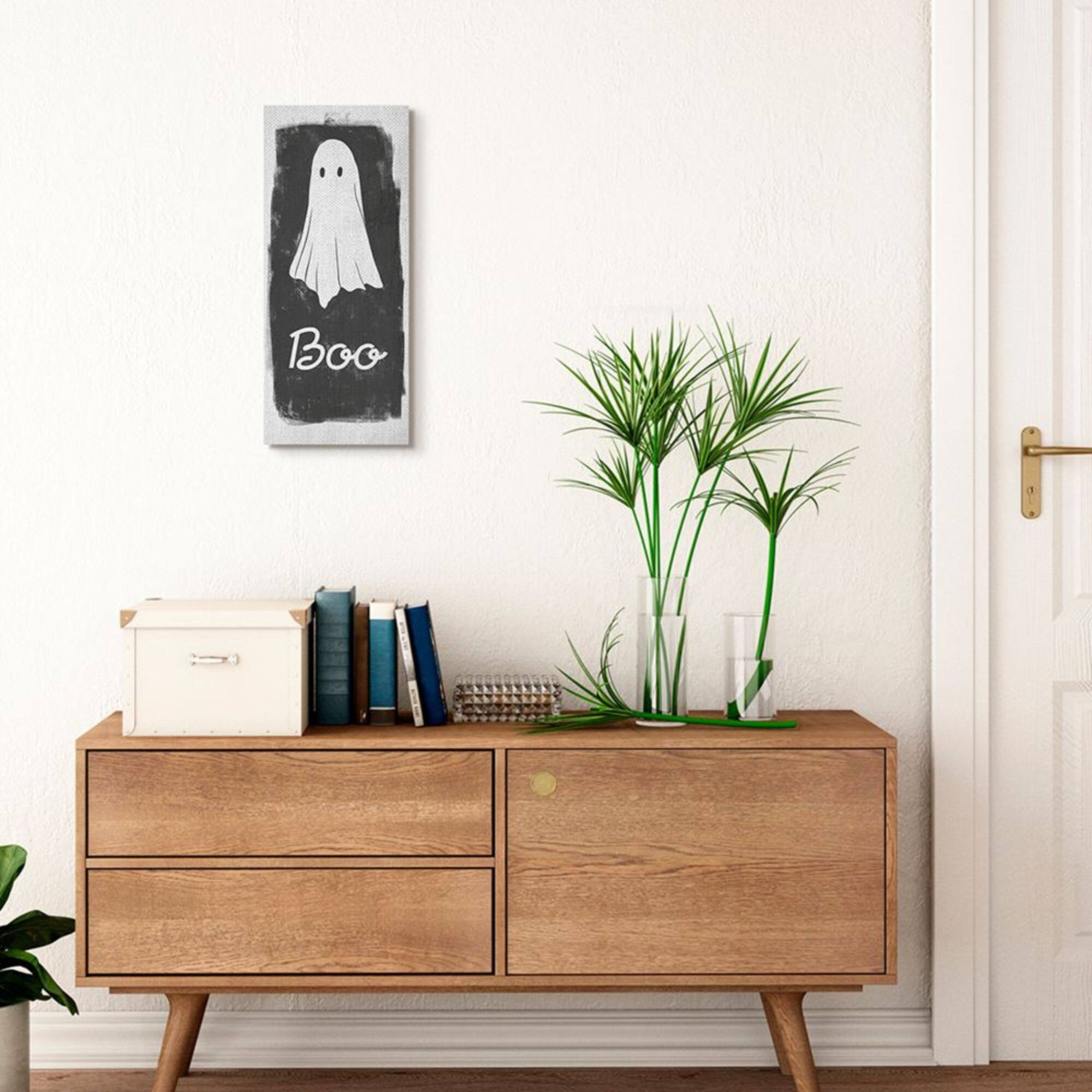 Stupell Industries Charming Rustic Sheet Ghost with Boo Text Canvas Wall Art