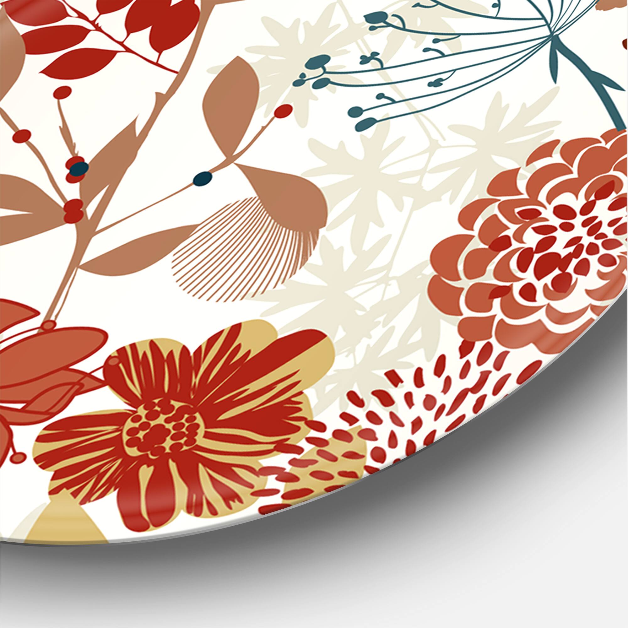 Designart - Retro Botanical Garden - Bohemian & Eclectic Metal Circle Wall Art