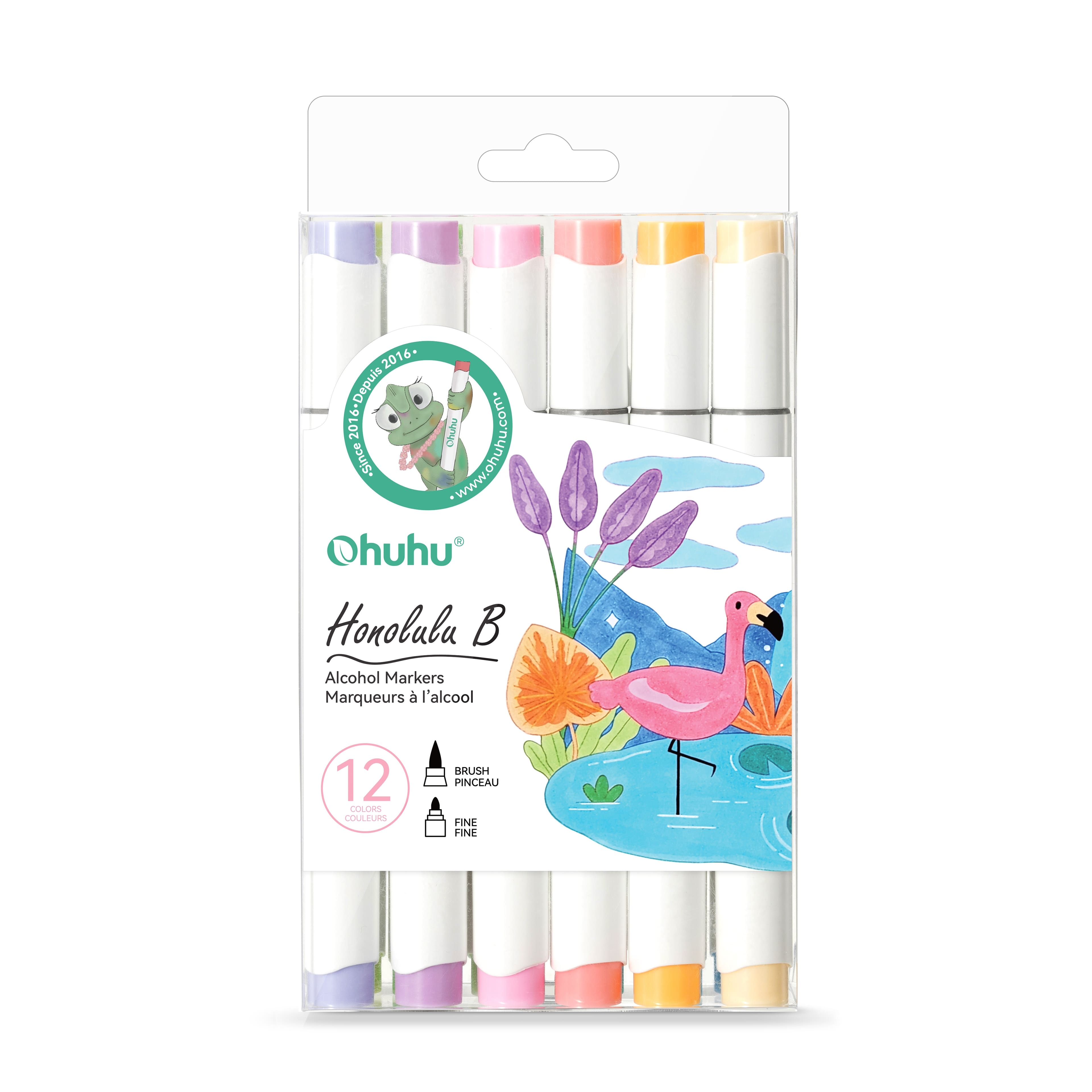 Ohuhu® Honolulu B 12 Color Brush & Fine Dual Tip Pastel Alcohol
