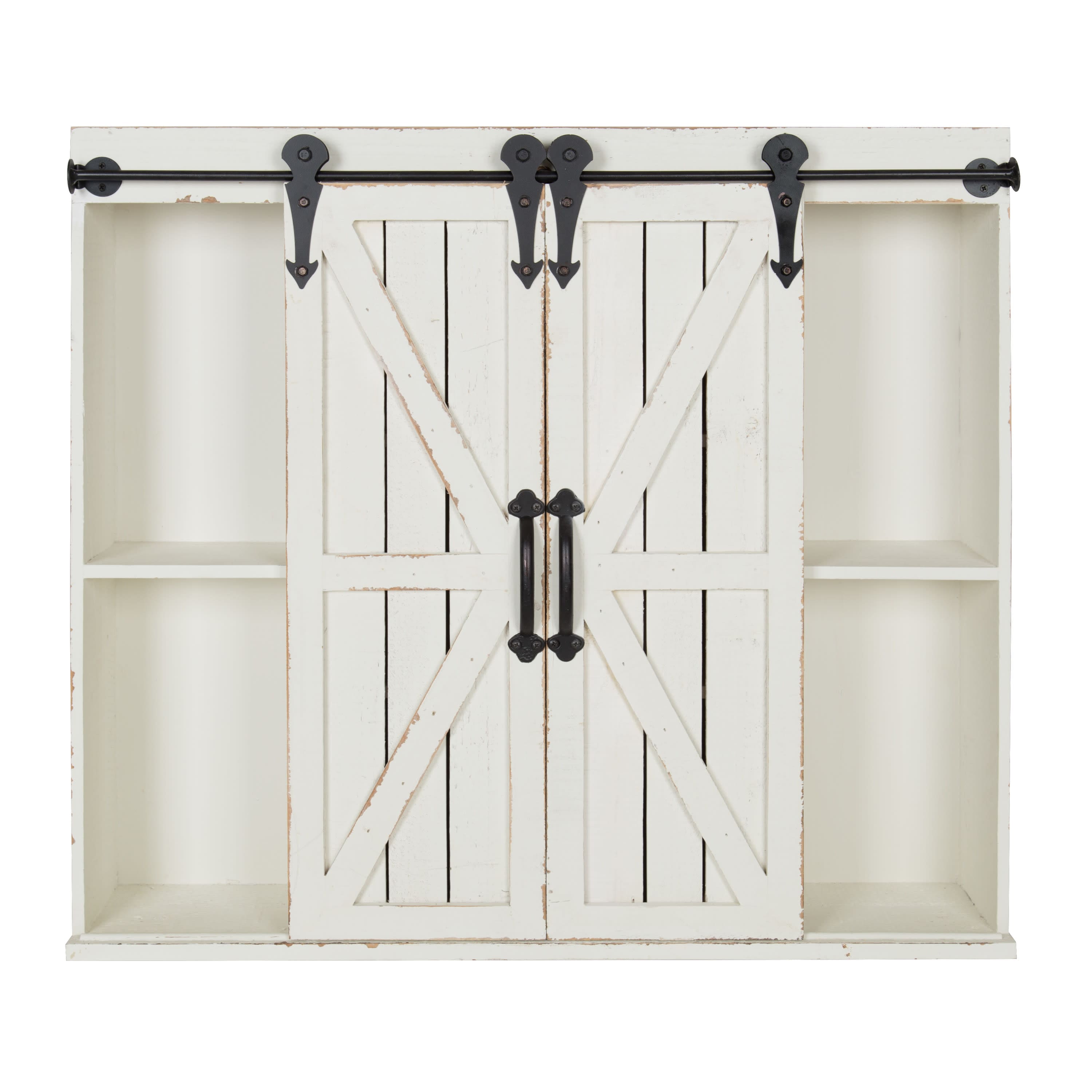Kate and Laurel Cates Decorative Wood Sliding Barn Doors Wall Storage Cabinet