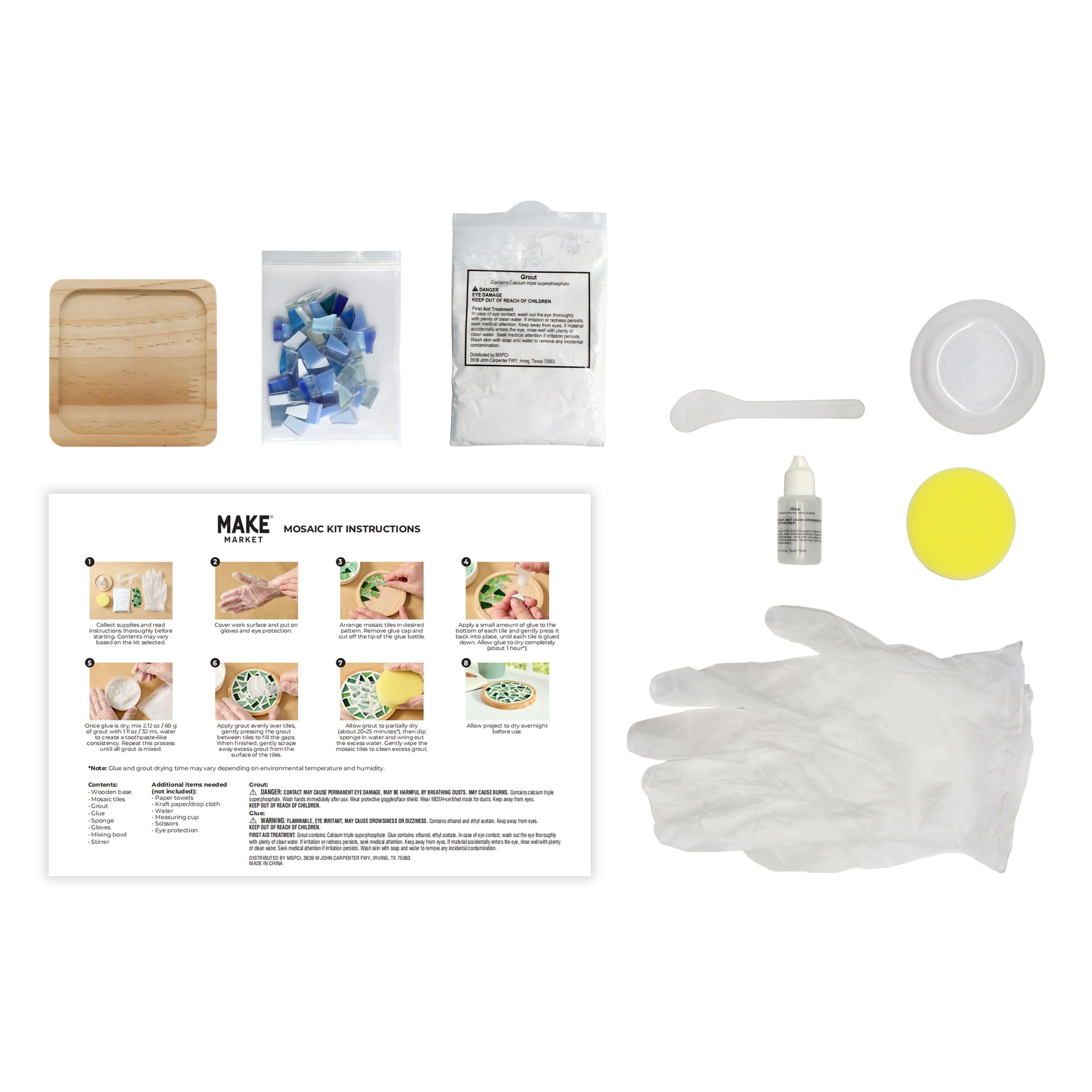 4" Square Blue Coaster Mosaic Kit by Make Market®