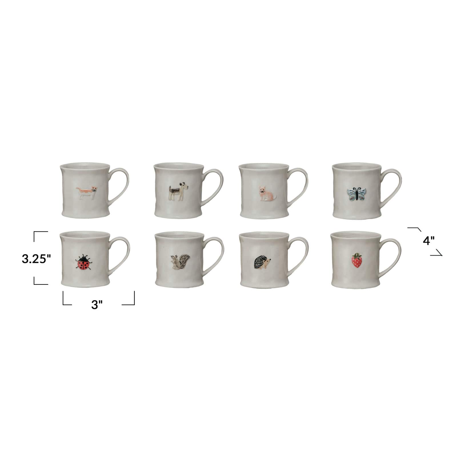 Hello Honey® 3.25" Eclectic Fauna Stoneware Mug Set